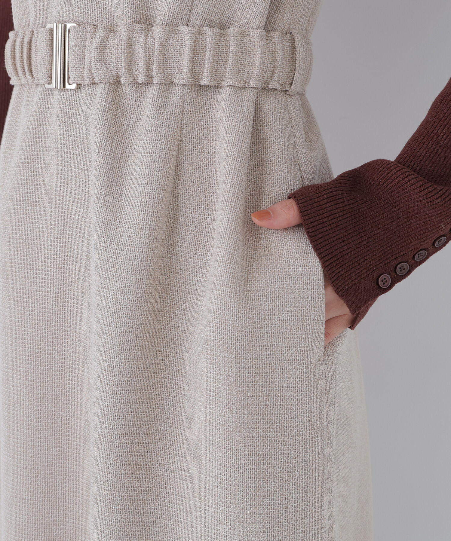  「ベルト付Vネックジャンスカ」|ワンピース|