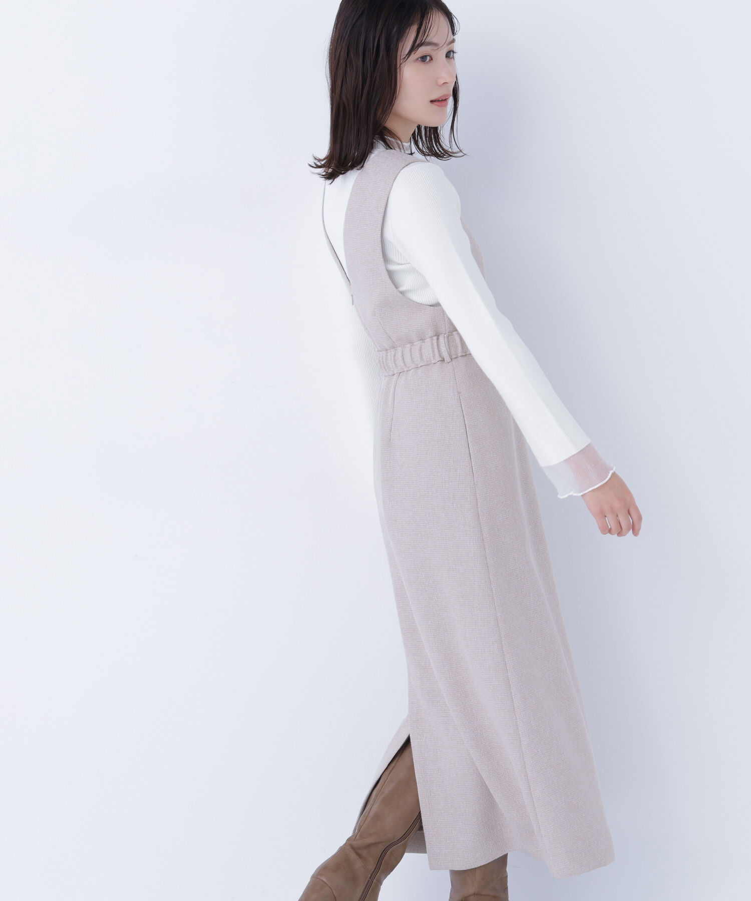  「ベルト付Vネックジャンスカ」|ワンピース|