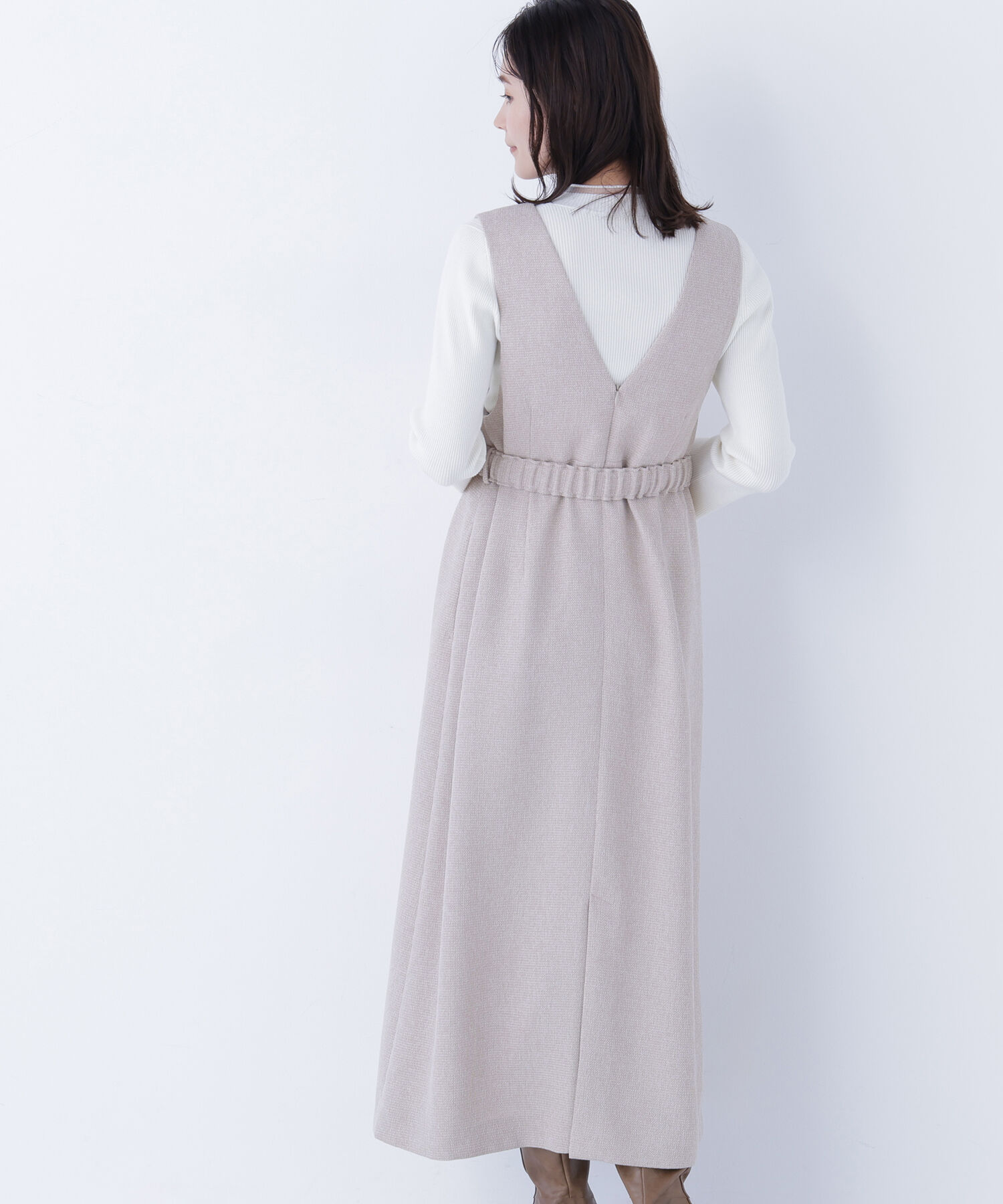  「ベルト付Vネックジャンスカ」|ワンピース|
