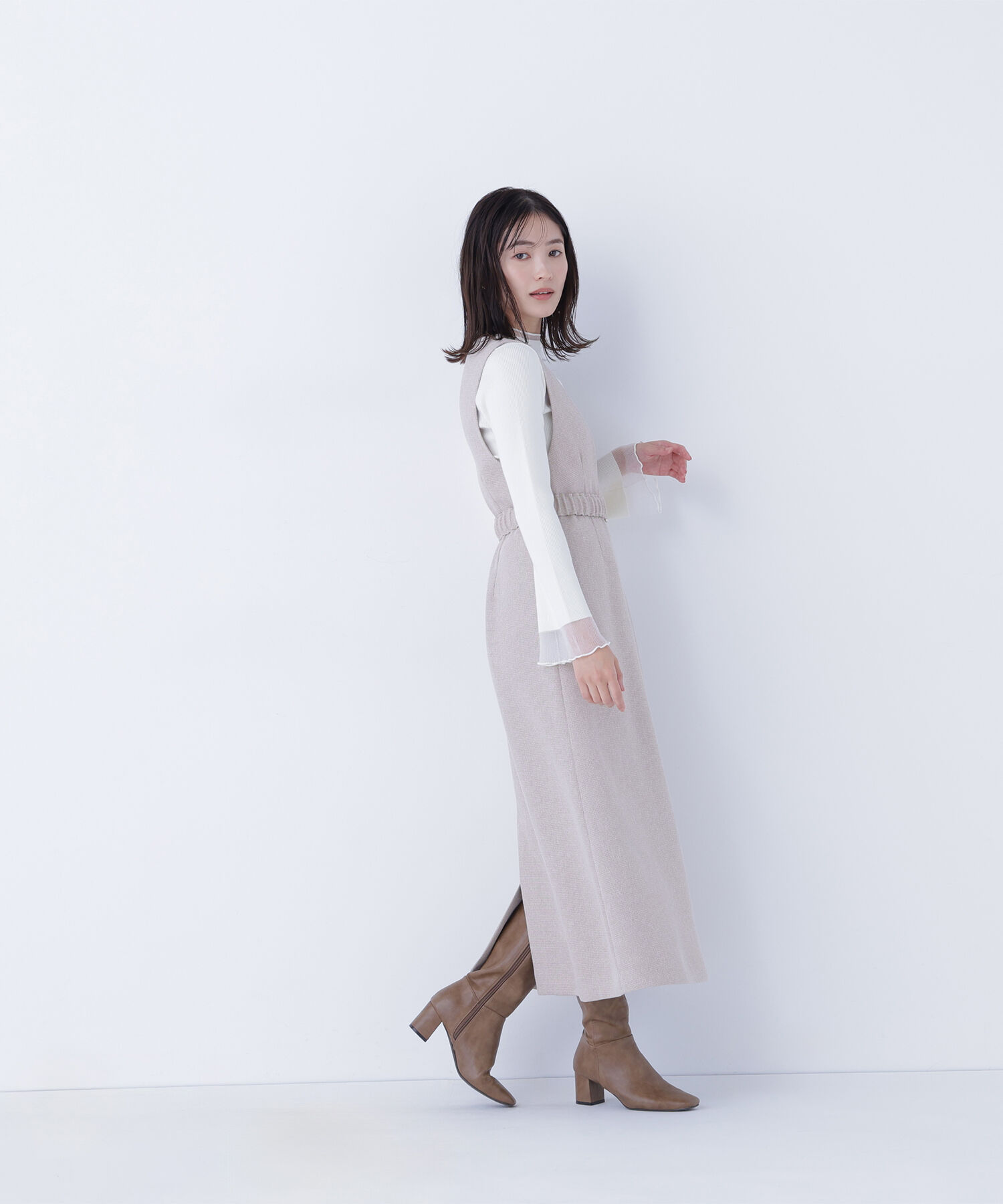  「ベルト付Vネックジャンスカ」|ワンピース|