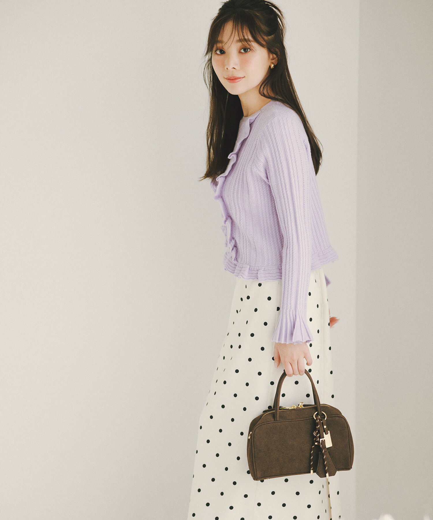  「ミニケーブルフリルニット」|ニット・セーター|