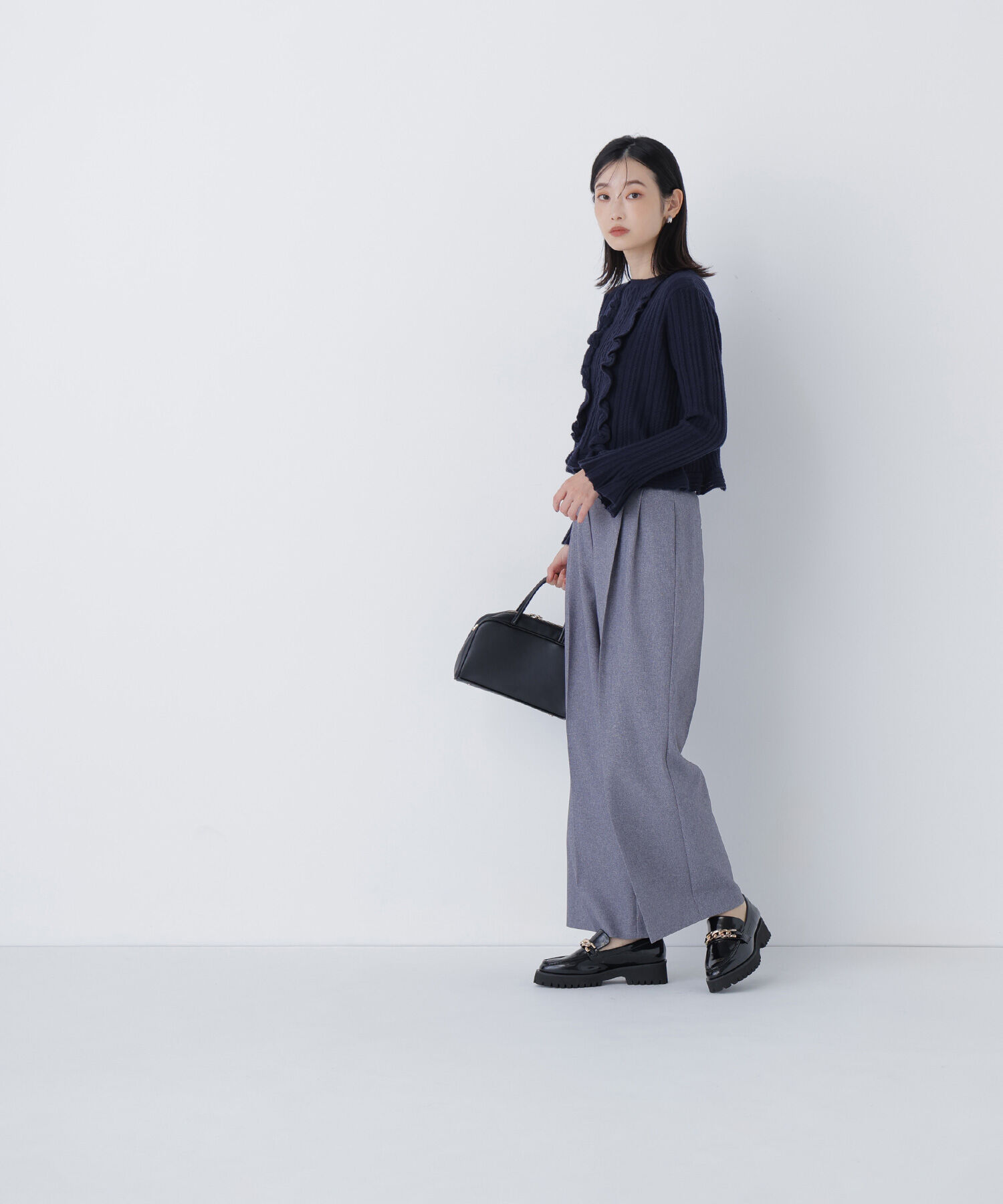  「ミニケーブルフリルニット」|ニット・セーター|