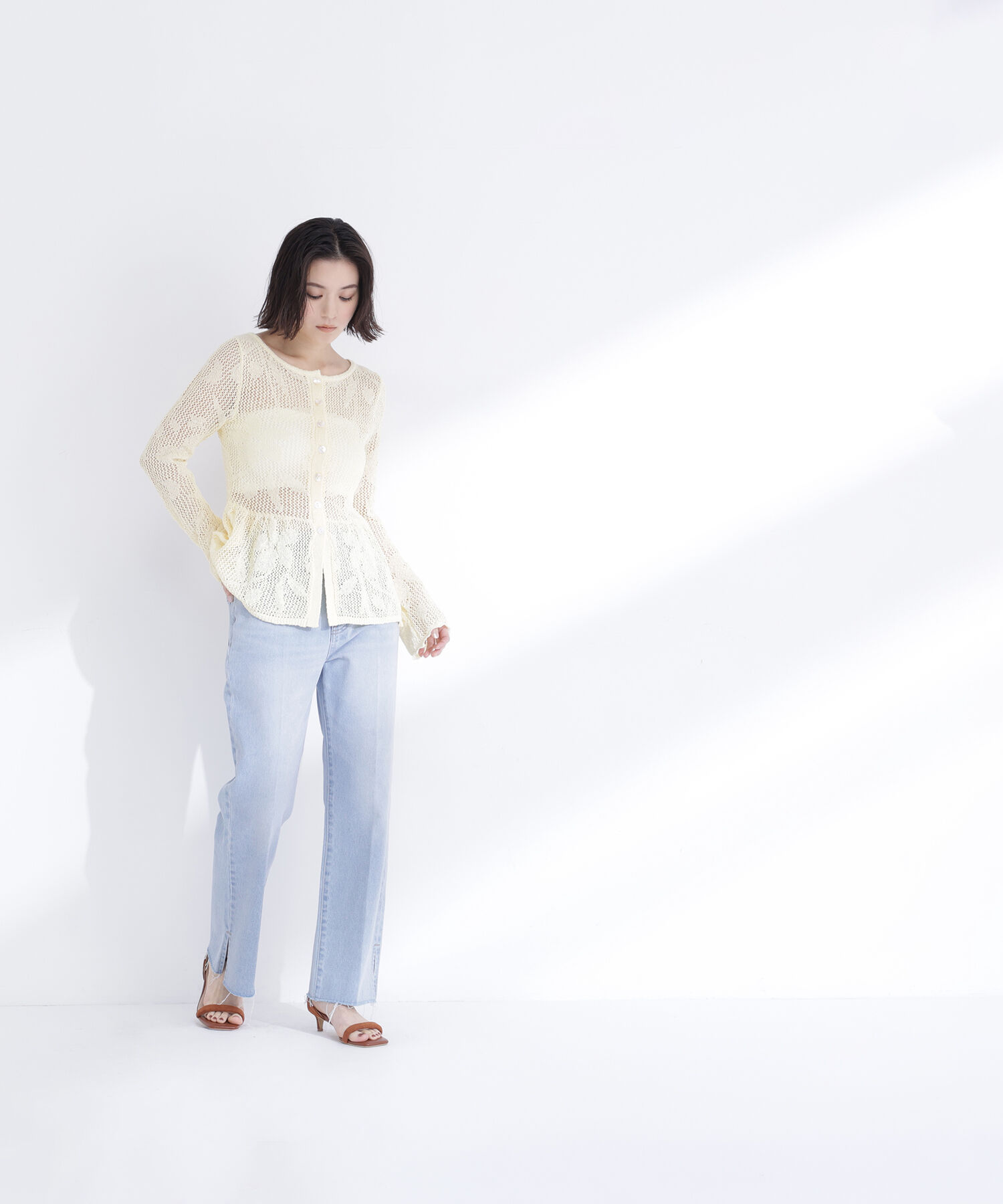  「サイドスリットストレートデニムパンツ」|その他|