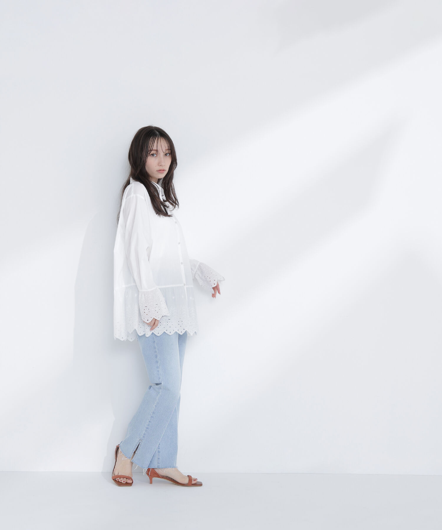  「サイドスリットストレートデニムパンツ」|その他|