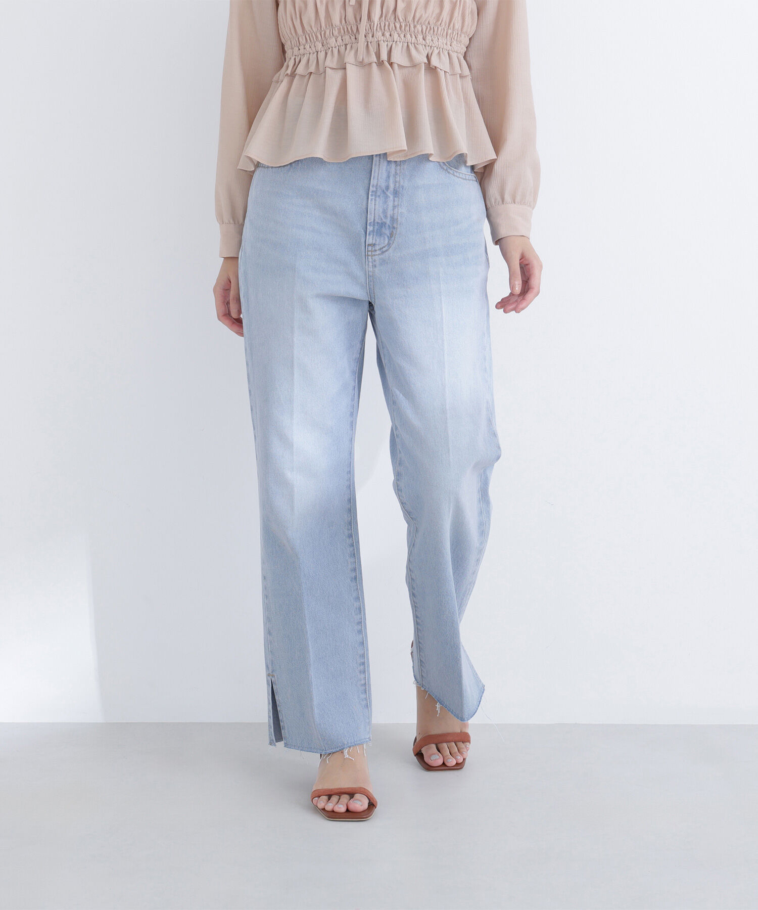  「サイドスリットストレートデニムパンツ」|その他|