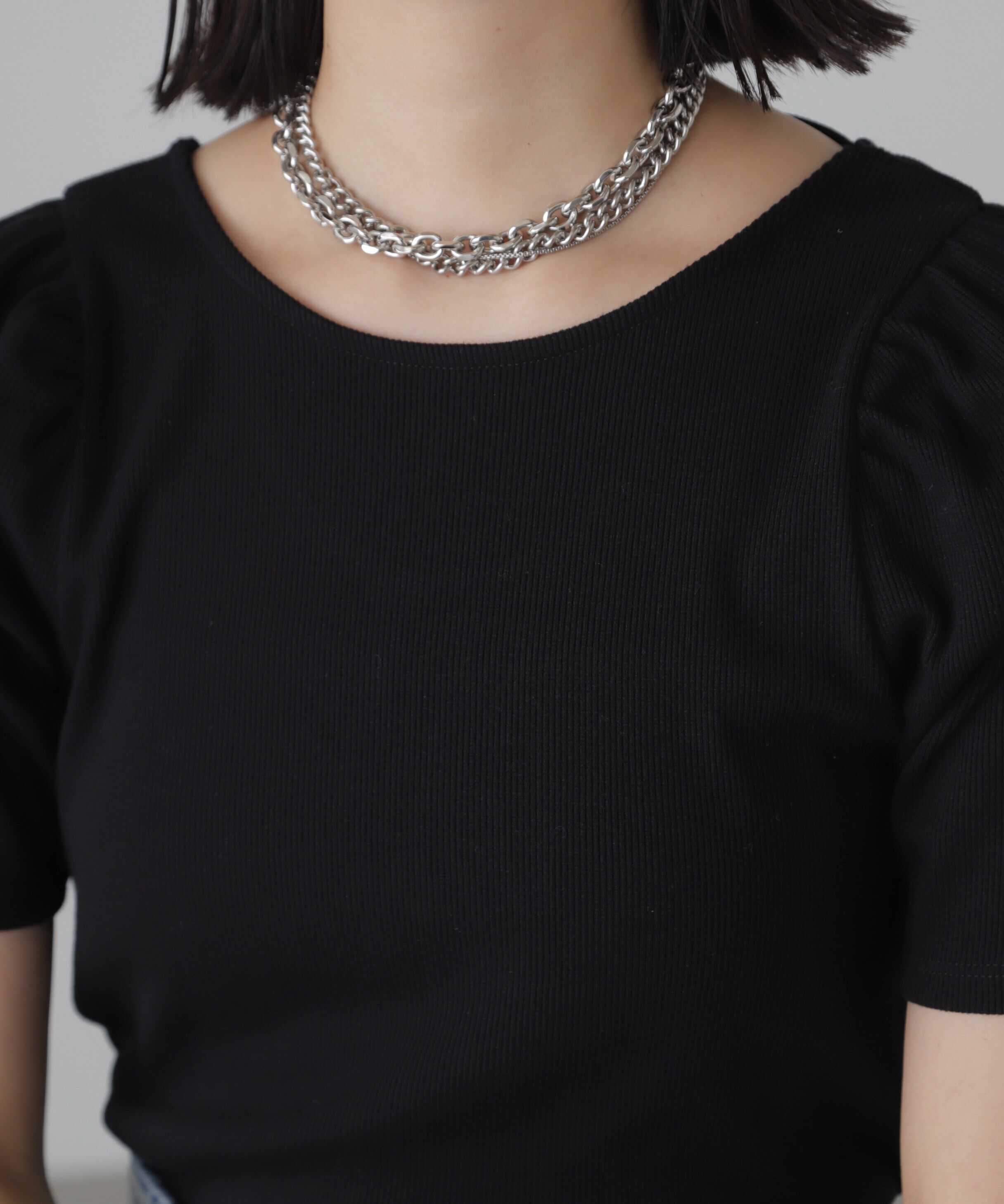  「バックリボンパフスリーブテレコカットソー」|Tシャツ・カットソー|