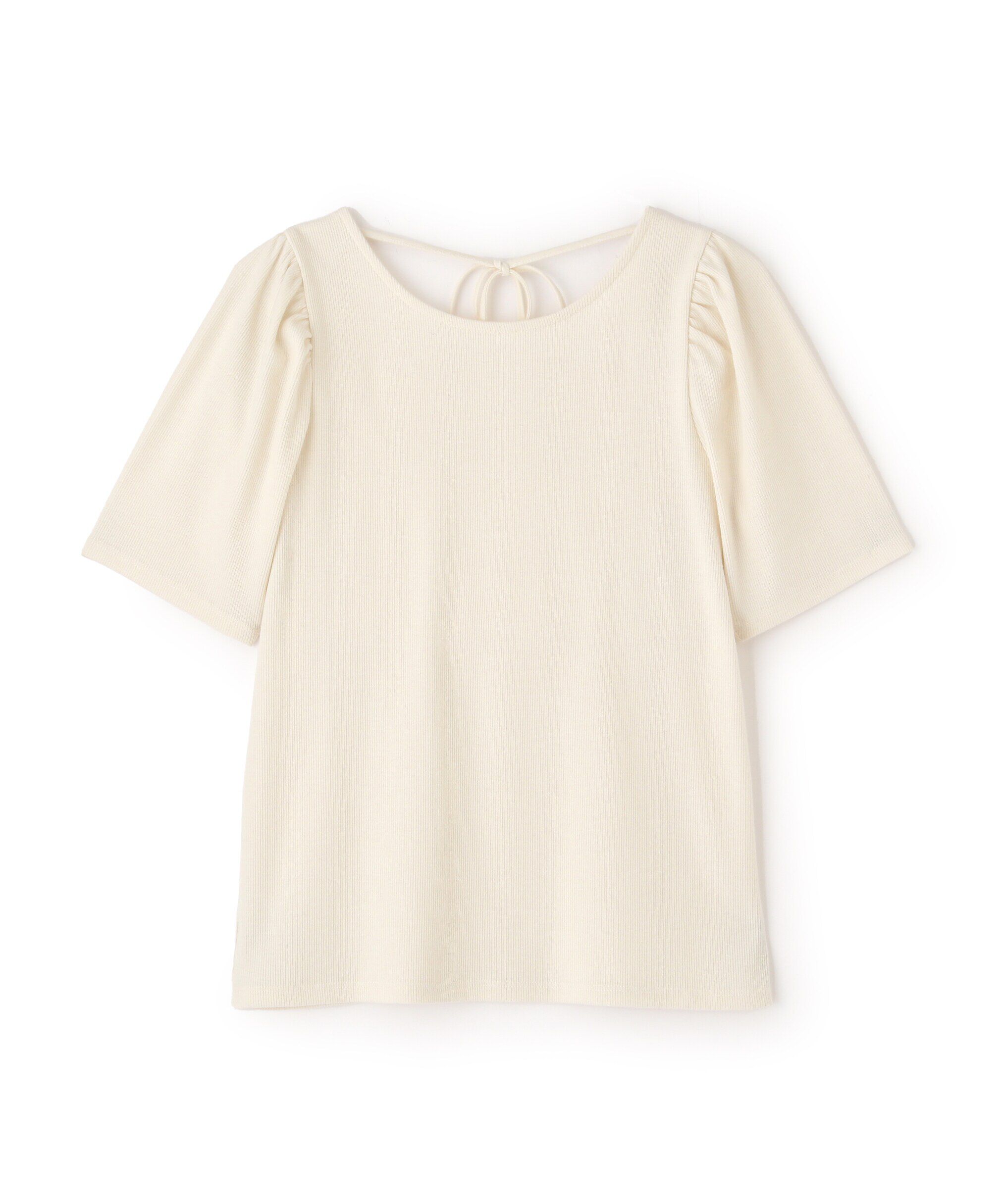  「バックリボンパフスリーブテレコカットソー」|Tシャツ・カットソー|