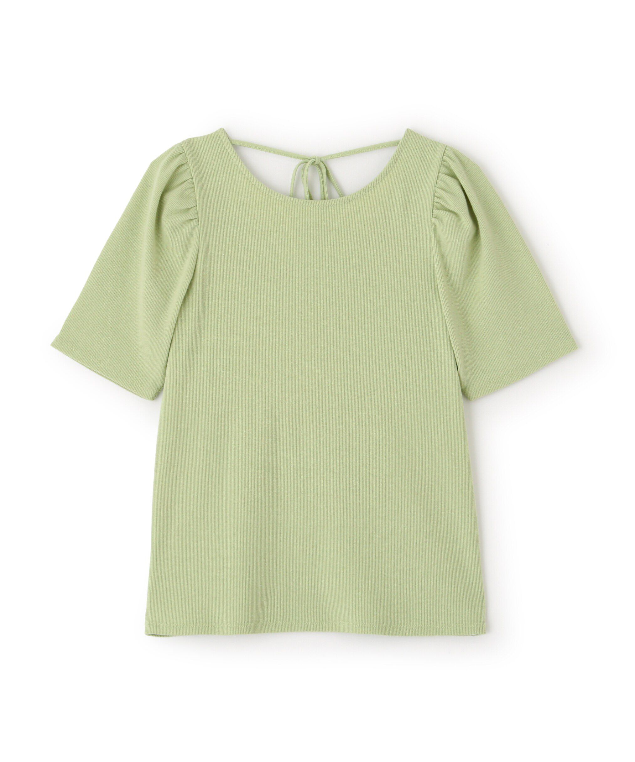  「バックリボンパフスリーブテレコカットソー」|Tシャツ・カットソー|