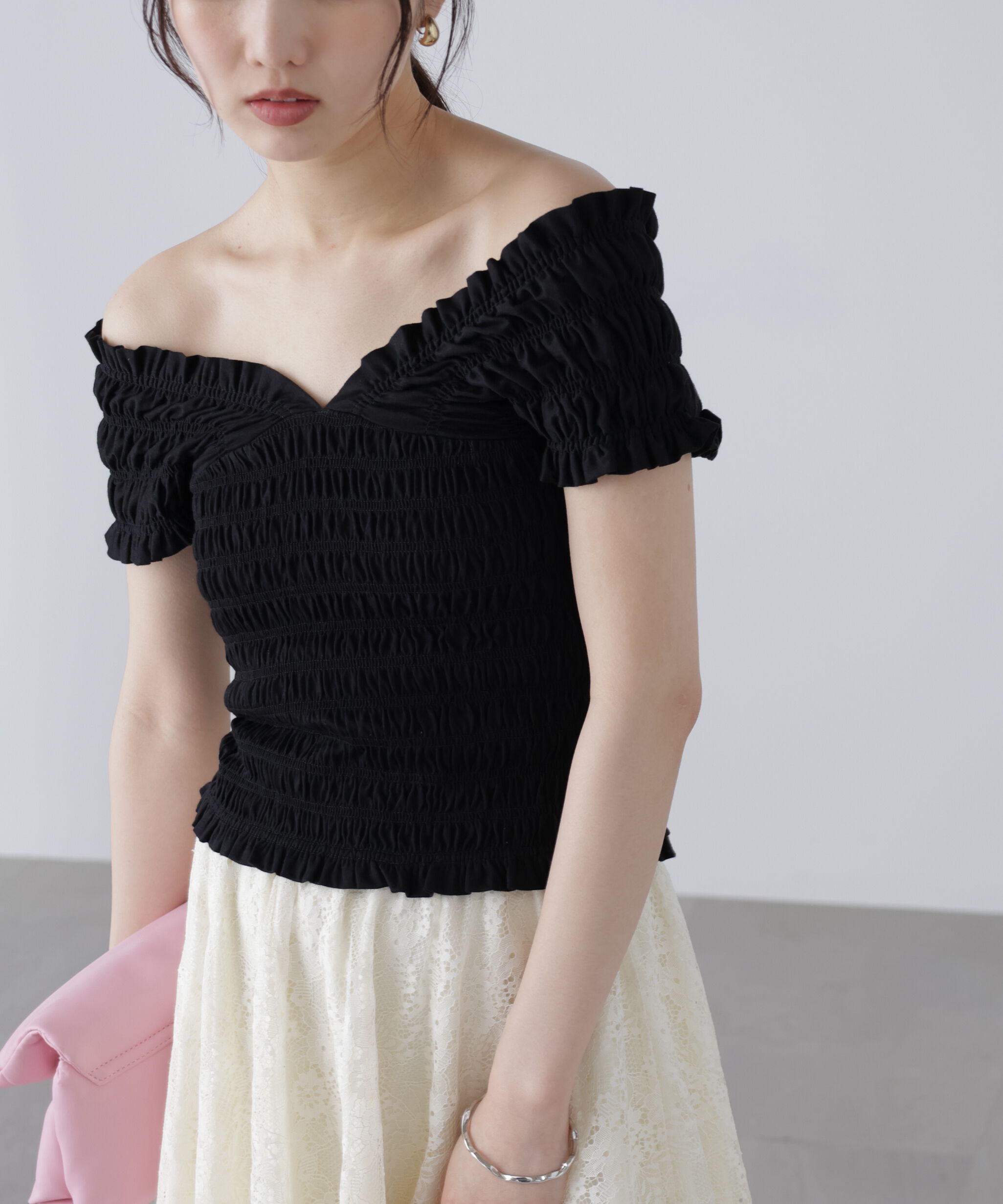  「2wayシャーリングオフショルカットソー」|Tシャツ・カットソー|