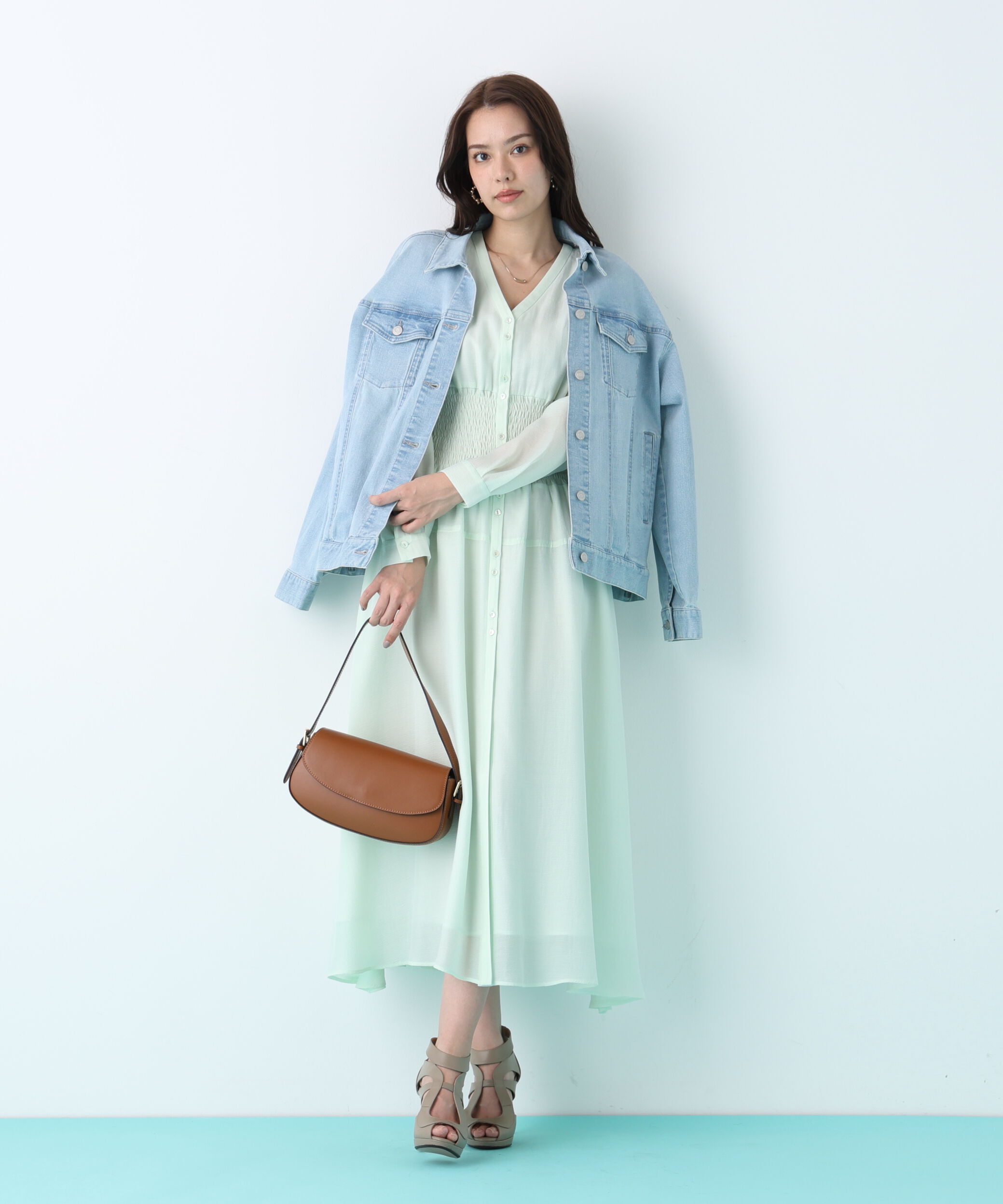  「ウエストシャーリングロングワンピース」|ワンピース|