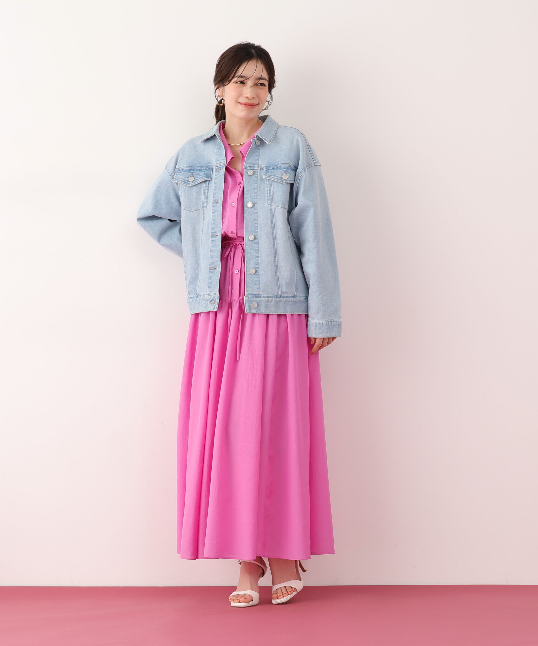  「ルーズカラーデニムジャケット」|ブルゾン・スタジャン|