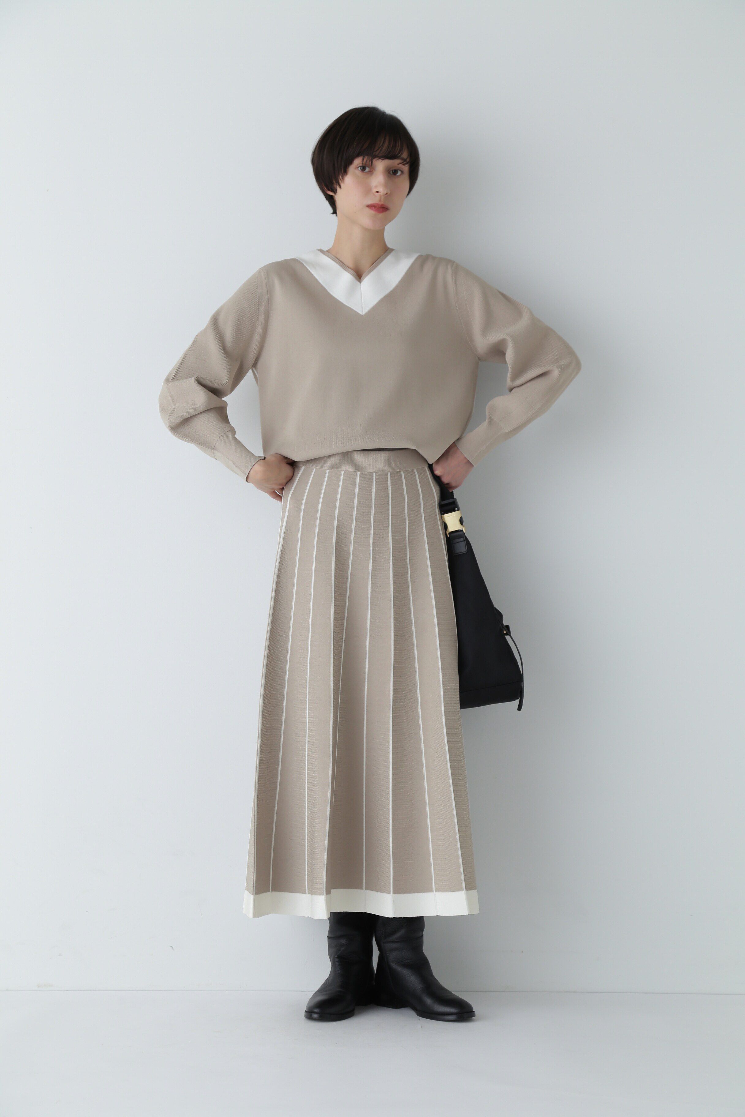  「ライン入りニットスカート」|スカート|