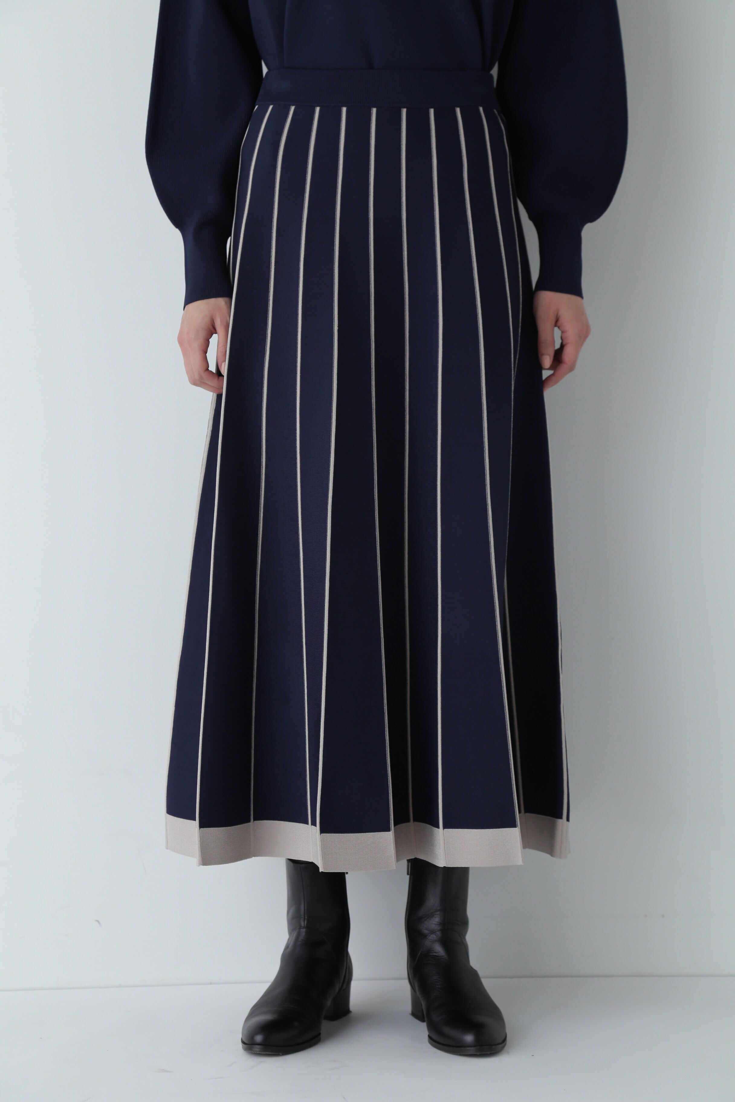  「ライン入りニットスカート」|スカート|