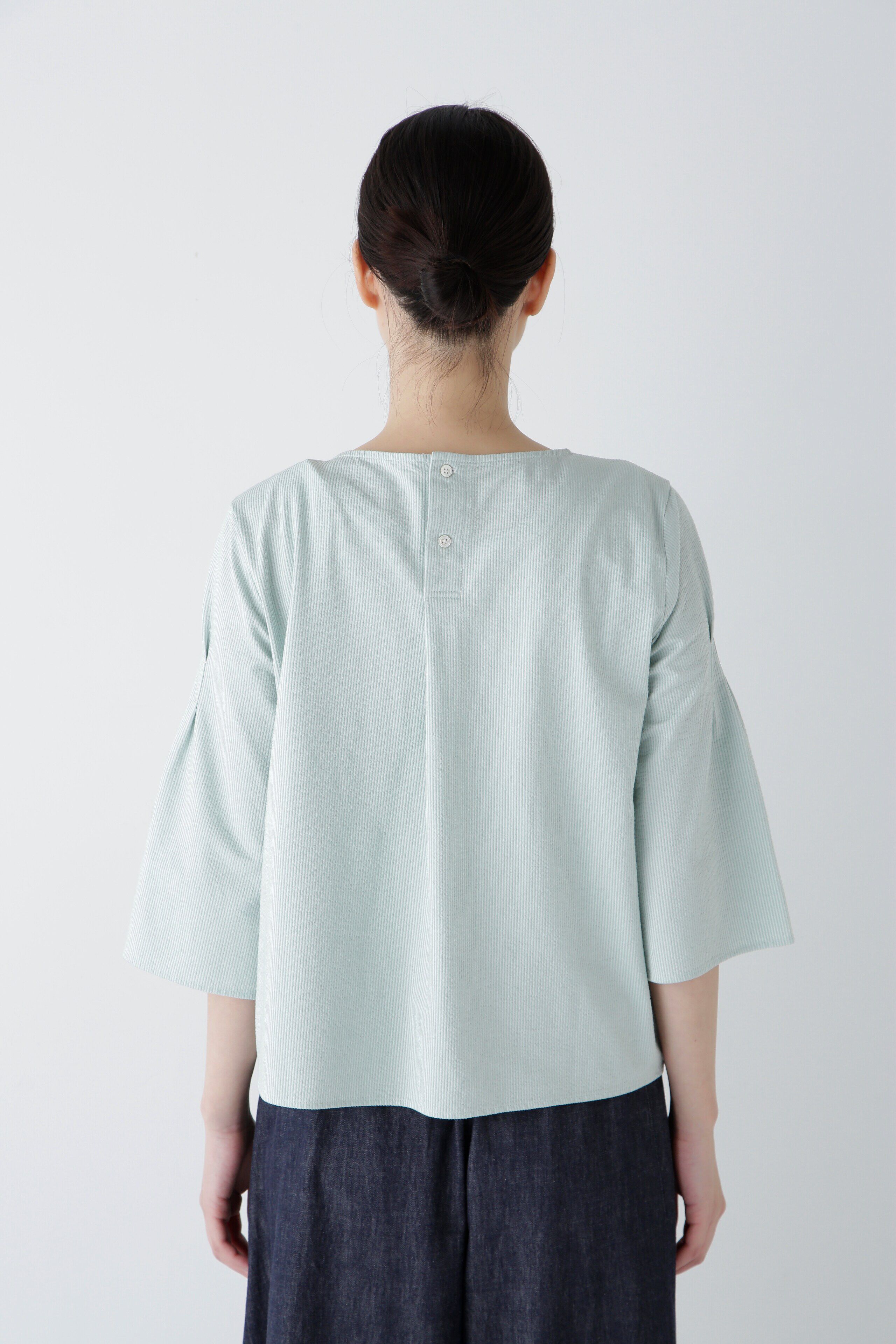  「◆ジャガードストライプジャージーＶネックプルオーバー」|Tシャツ・カットソー|