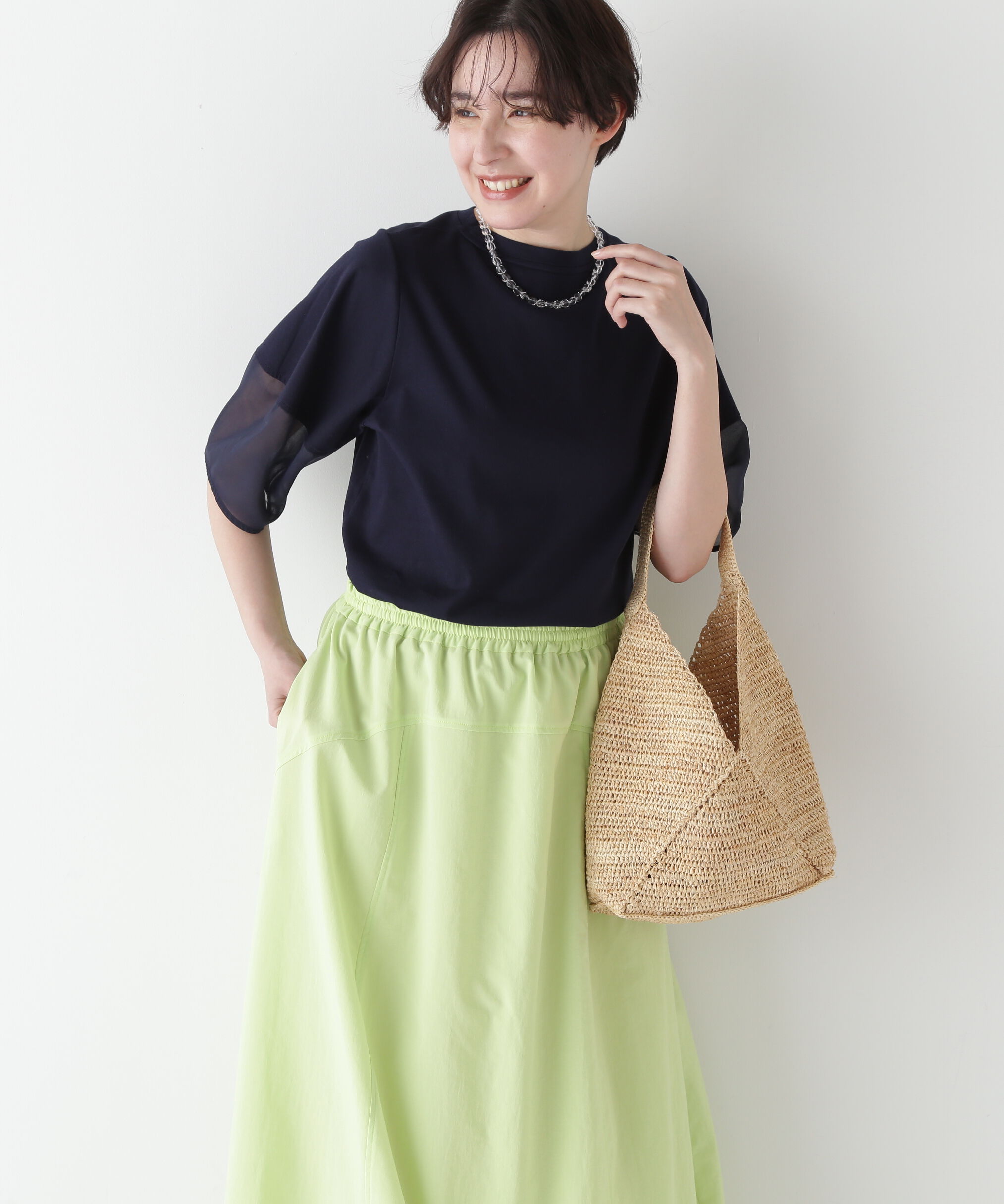  「◆アードッキングモックネックカットソープルオーバー」|Tシャツ・カットソー|ネイビー