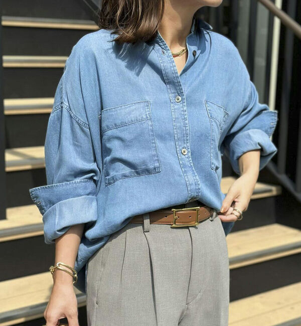 Doux archives「ソフトデニム２ＷＡＹシャツ／」|シャツ・ブラウス|SAX