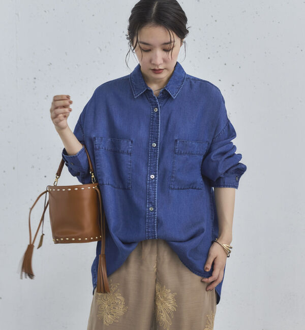 Doux archives「ソフトデニム２ＷＡＹシャツ／」|シャツ・ブラウス|BLUE