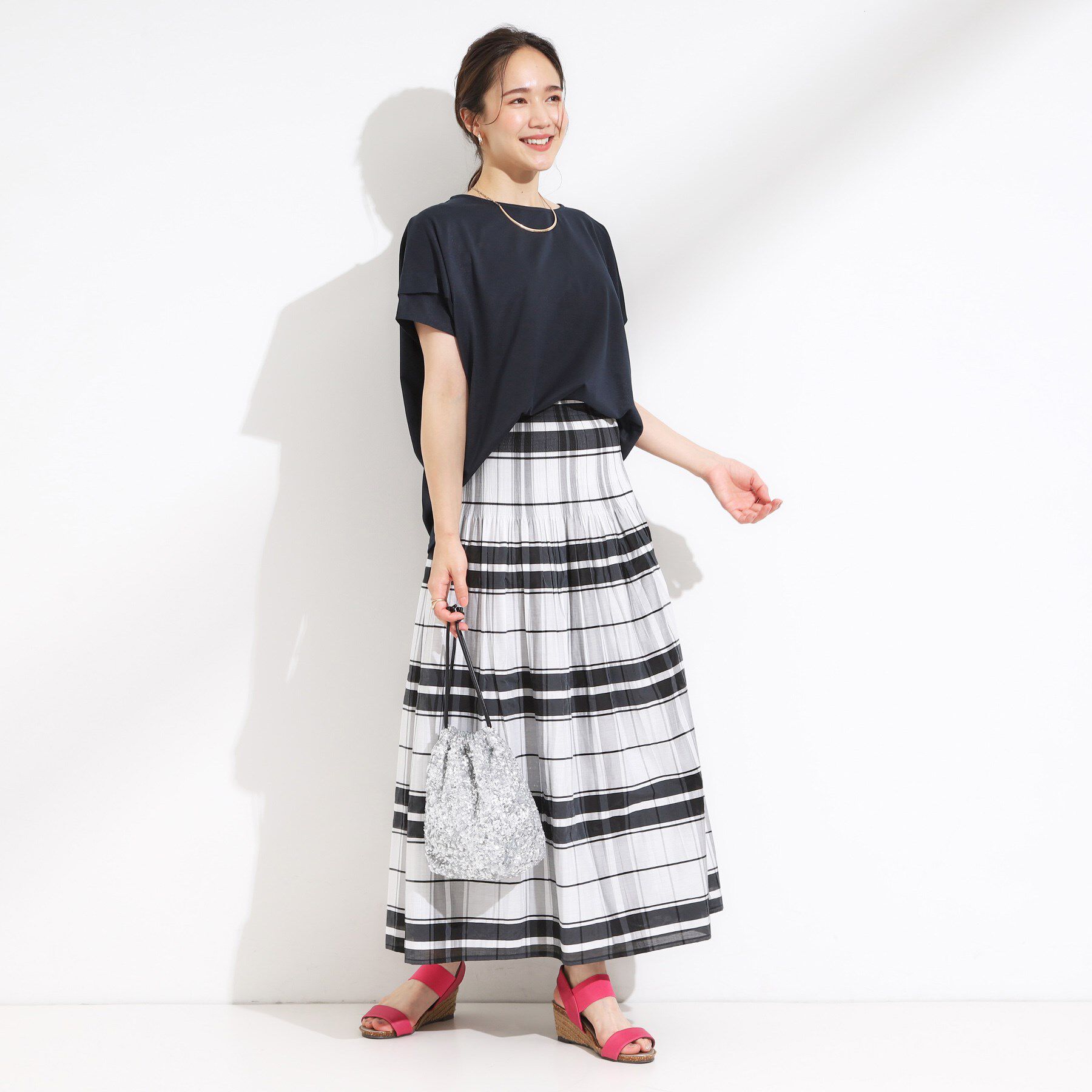 SHOO･LA･RUE「【S-LL/UV/吸水速乾】さらりと着こなす 肩タックゆるトップス」|Tシャツ・カットソー|