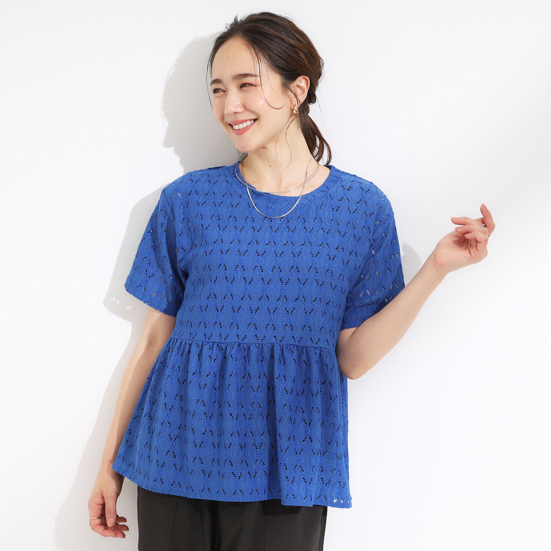 SHOO･LA･RUE「【S-LL】インせず決まる レースペプラムトップス」|Tシャツ・カットソー|