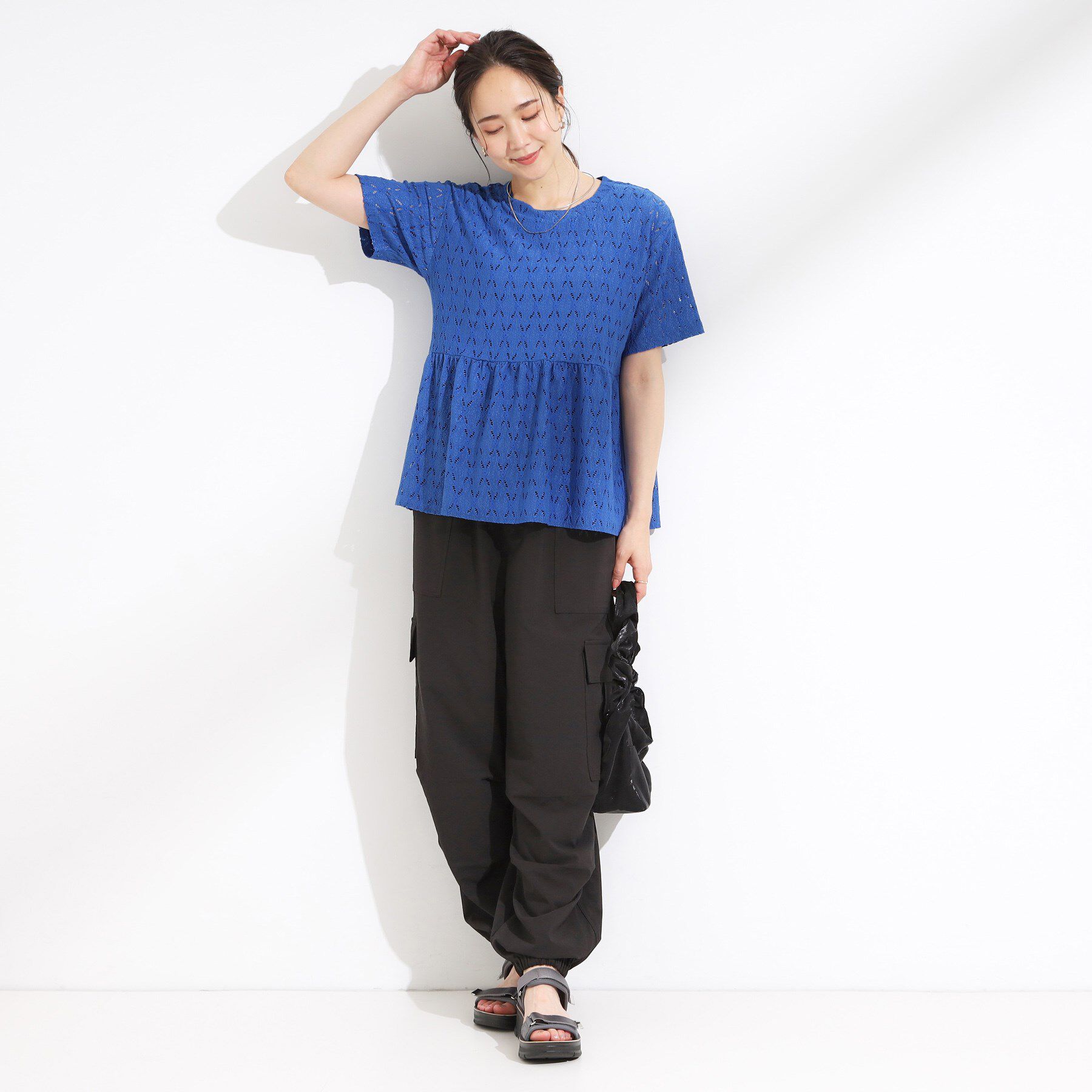 SHOO･LA･RUE「【S-LL】インせず決まる レースペプラムトップス」|Tシャツ・カットソー|