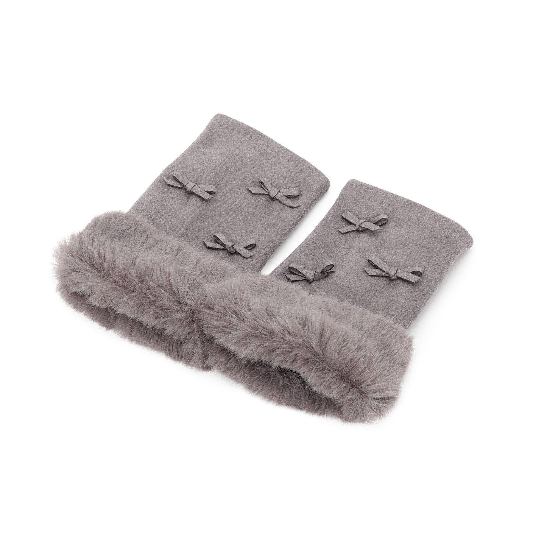 SHOO･LA･RUE「指切りリボン付きグローブ」|手袋|グレー(012)