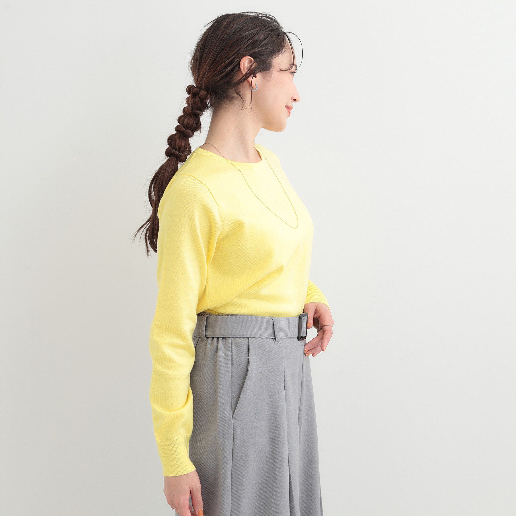 SHOO･LA･RUE「【洗濯機可/S-LL/セットアップ可】シンプルきれい見え クルーネックニット」|ニット・セーター|