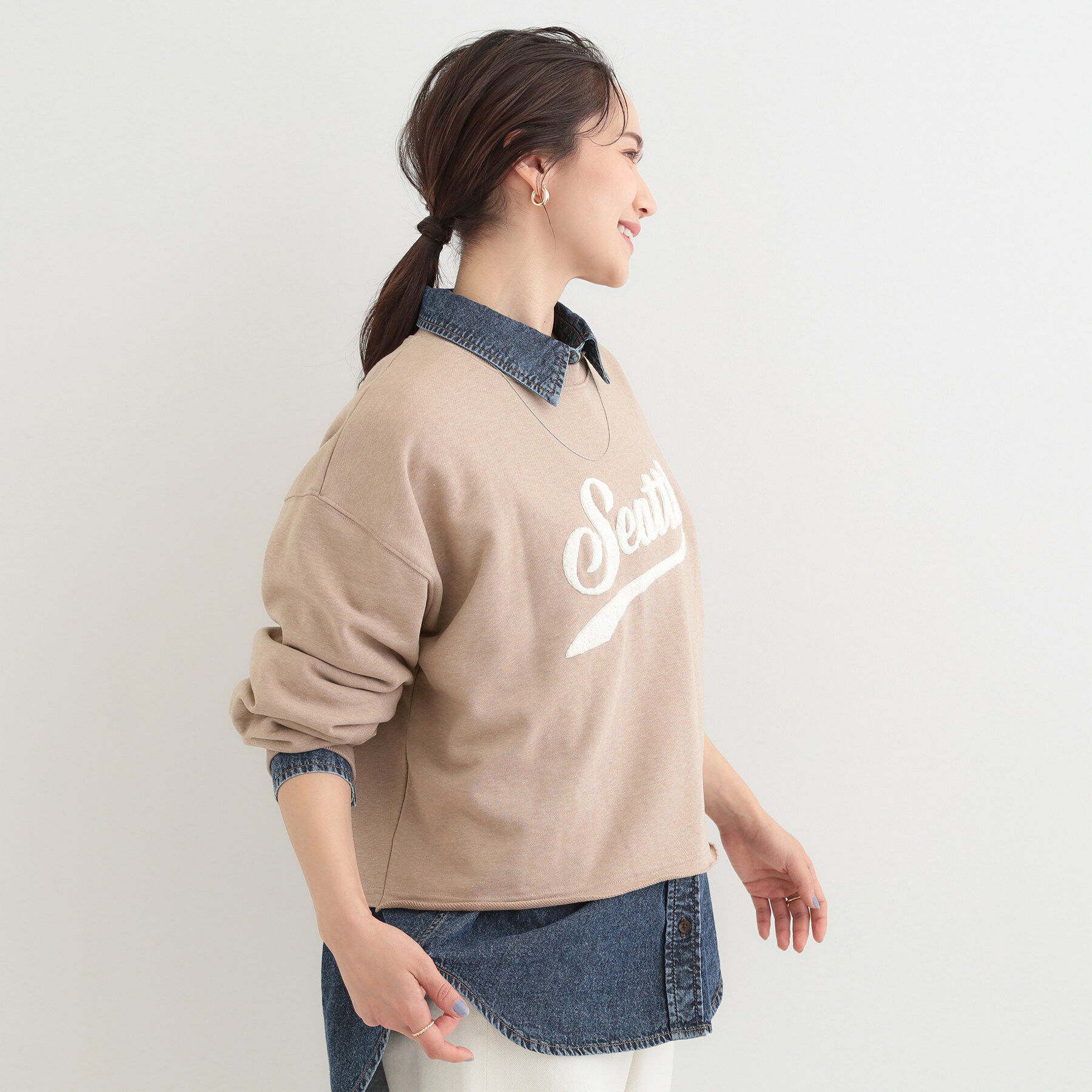 SHOO･LA･RUE「サガラ刺繍アソート裏毛スウェット」|パーカー|