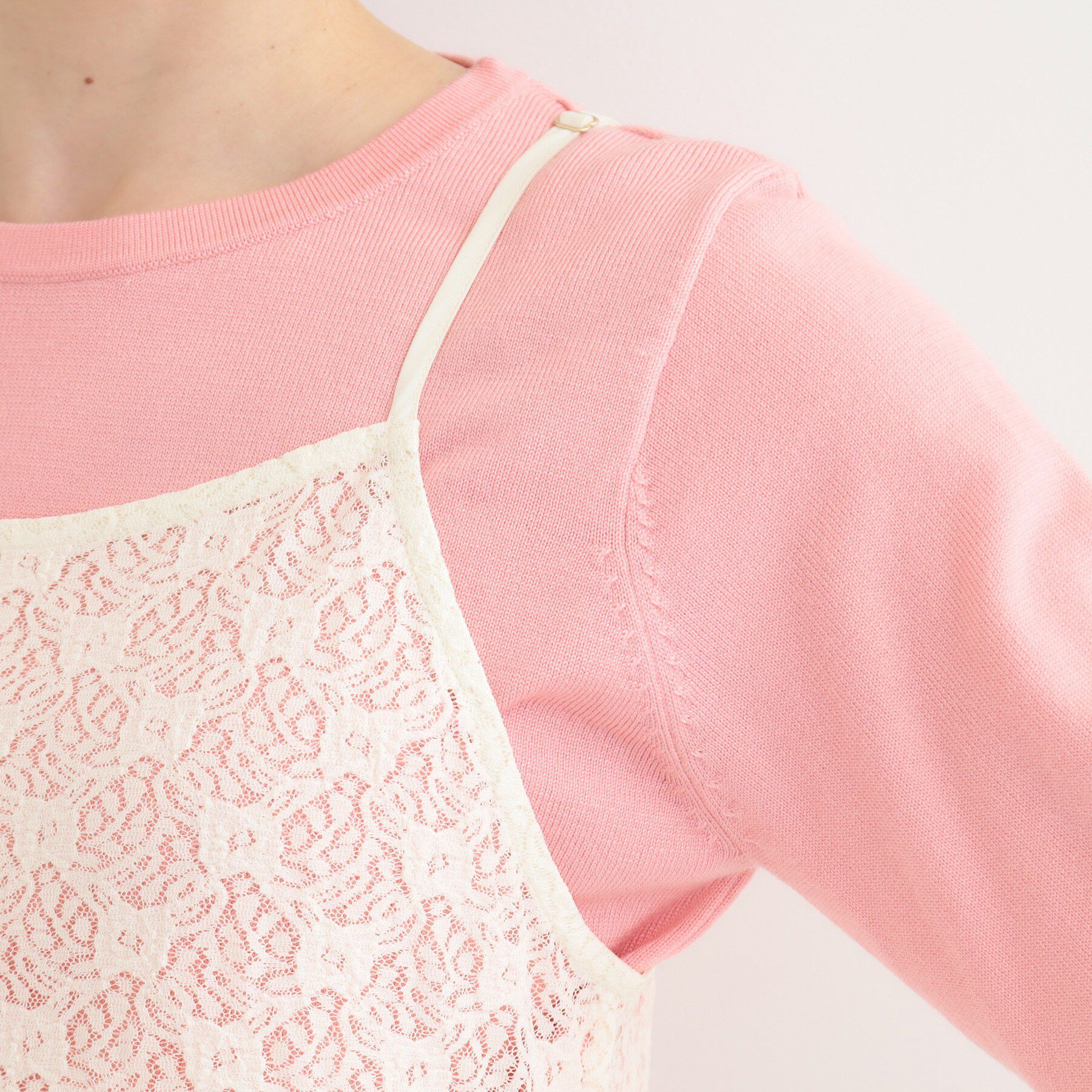 SHOO･LA･RUE「【前後2WAYネック】レイヤードスタイルにおすすめ レースキャミチュニック」|チュニック|