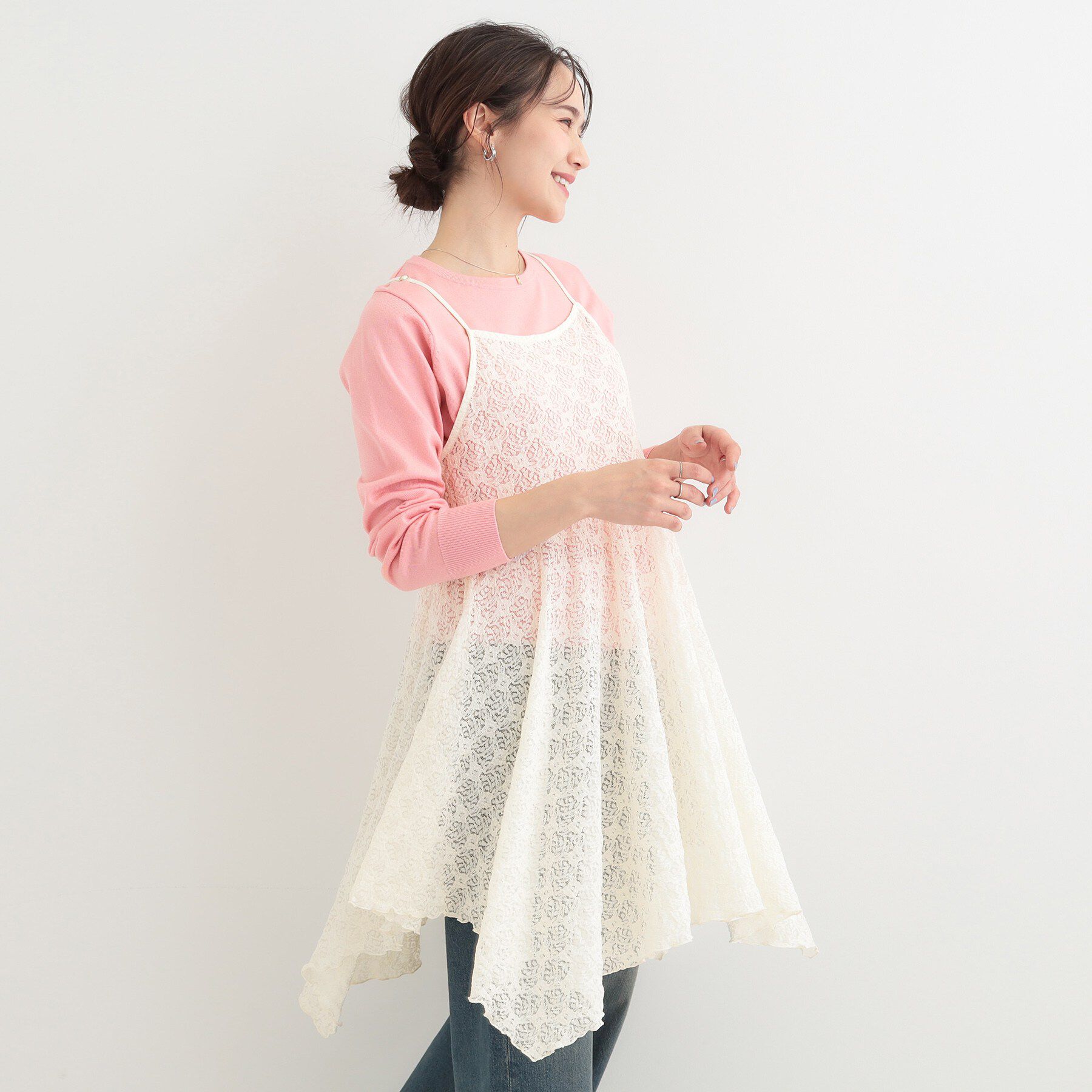 SHOO･LA･RUE「【前後2WAYネック】レイヤードスタイルにおすすめ レースキャミチュニック」|チュニック|