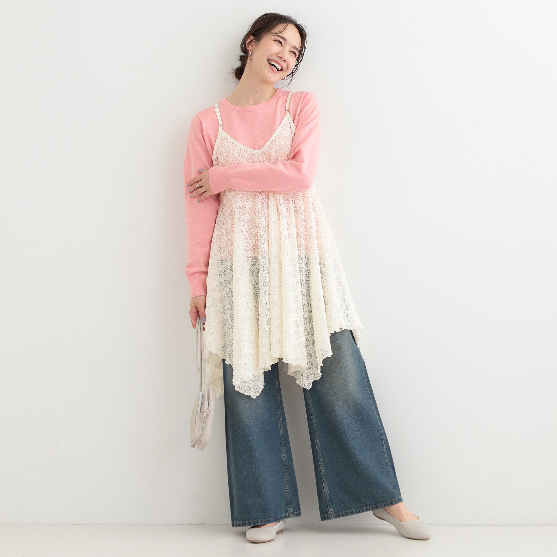 SHOO･LA･RUE「【前後2WAYネック】レイヤードスタイルにおすすめ レースキャミチュニック」|チュニック|