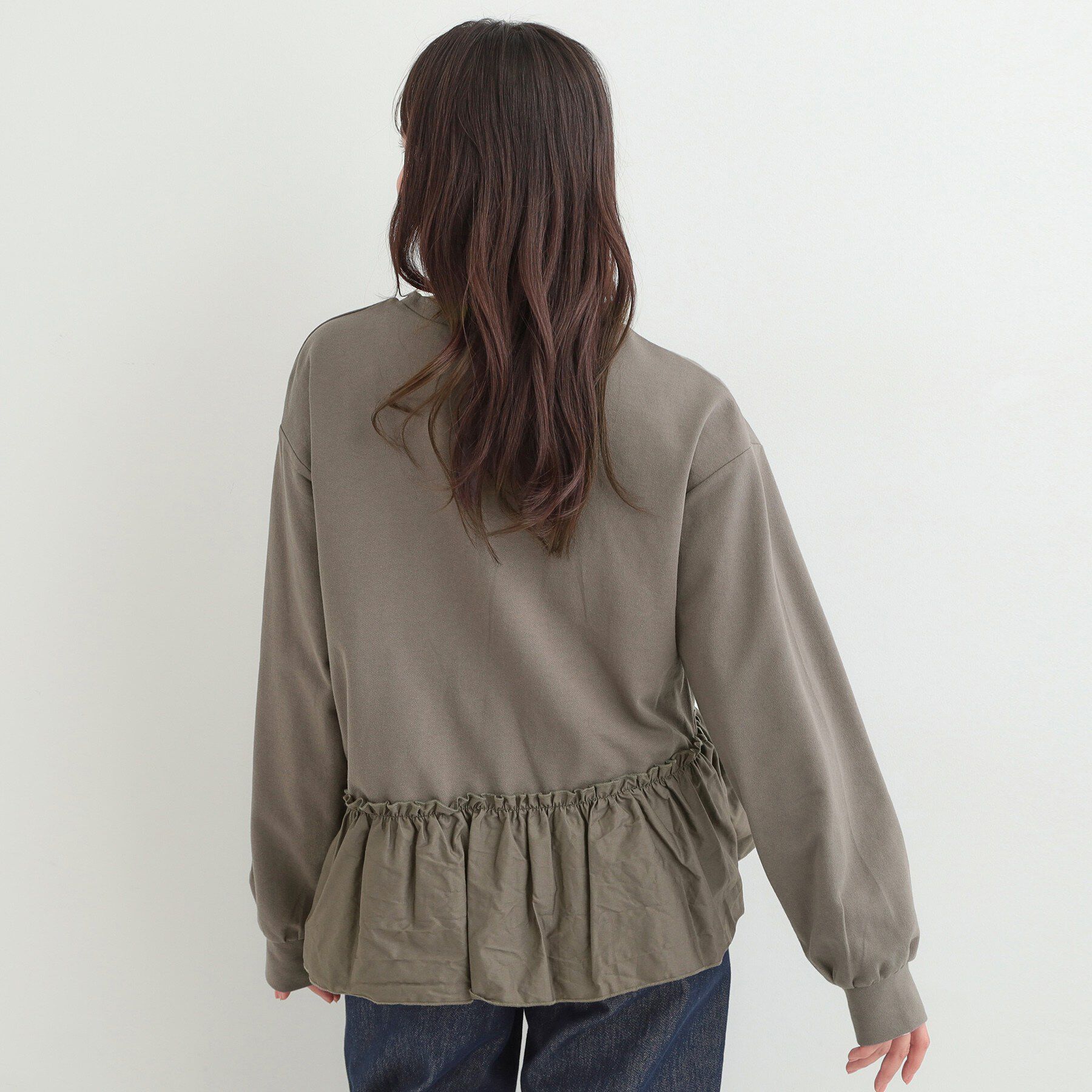 SHOO･LA･RUE「【洗濯機可】ほんのり甘い アシンメトリーフリルの上品トップス」|パーカー|