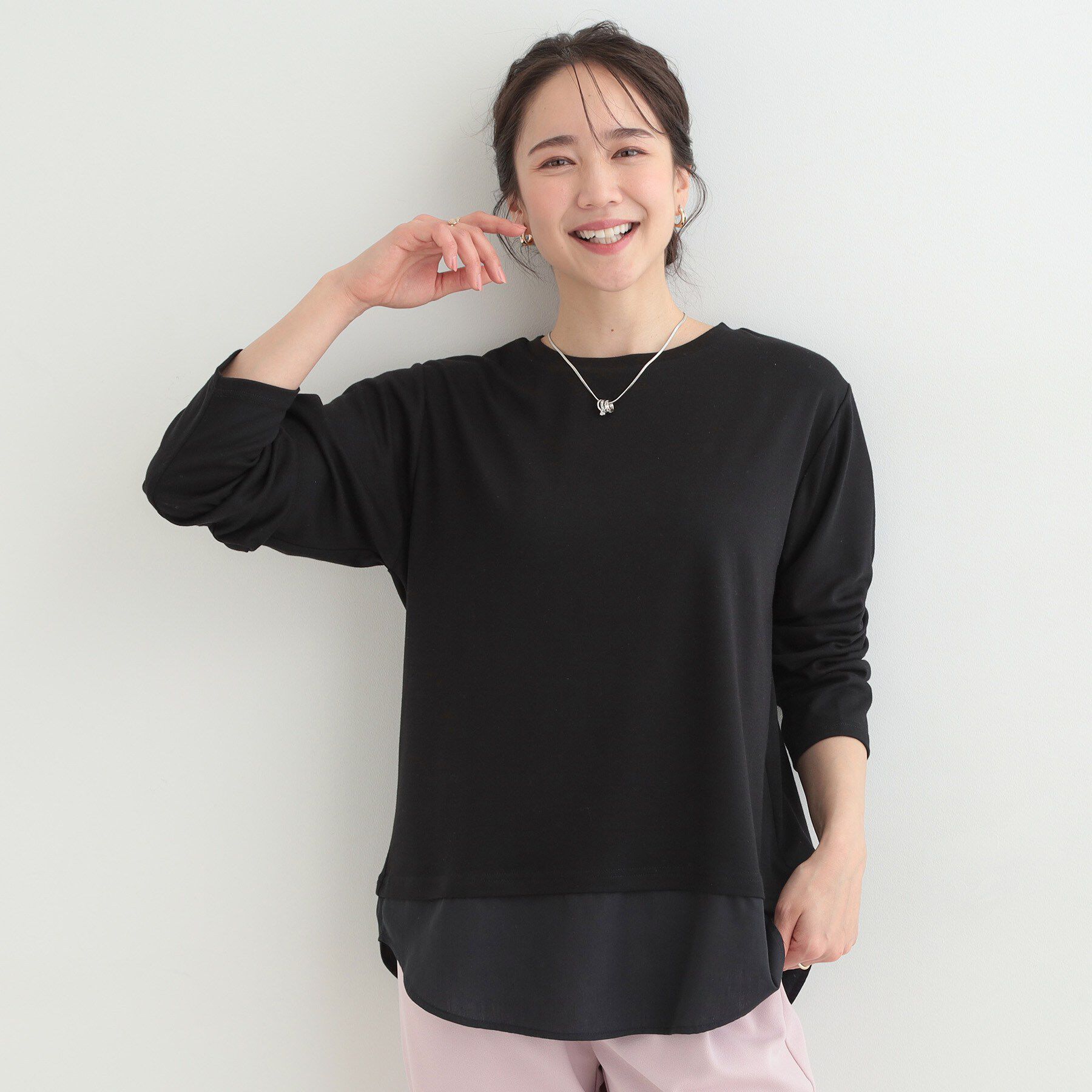 SHOO･LA･RUE「レイヤードスタイルにおすすめ 裾切り替え スムースロンT」|Tシャツ・カットソー|