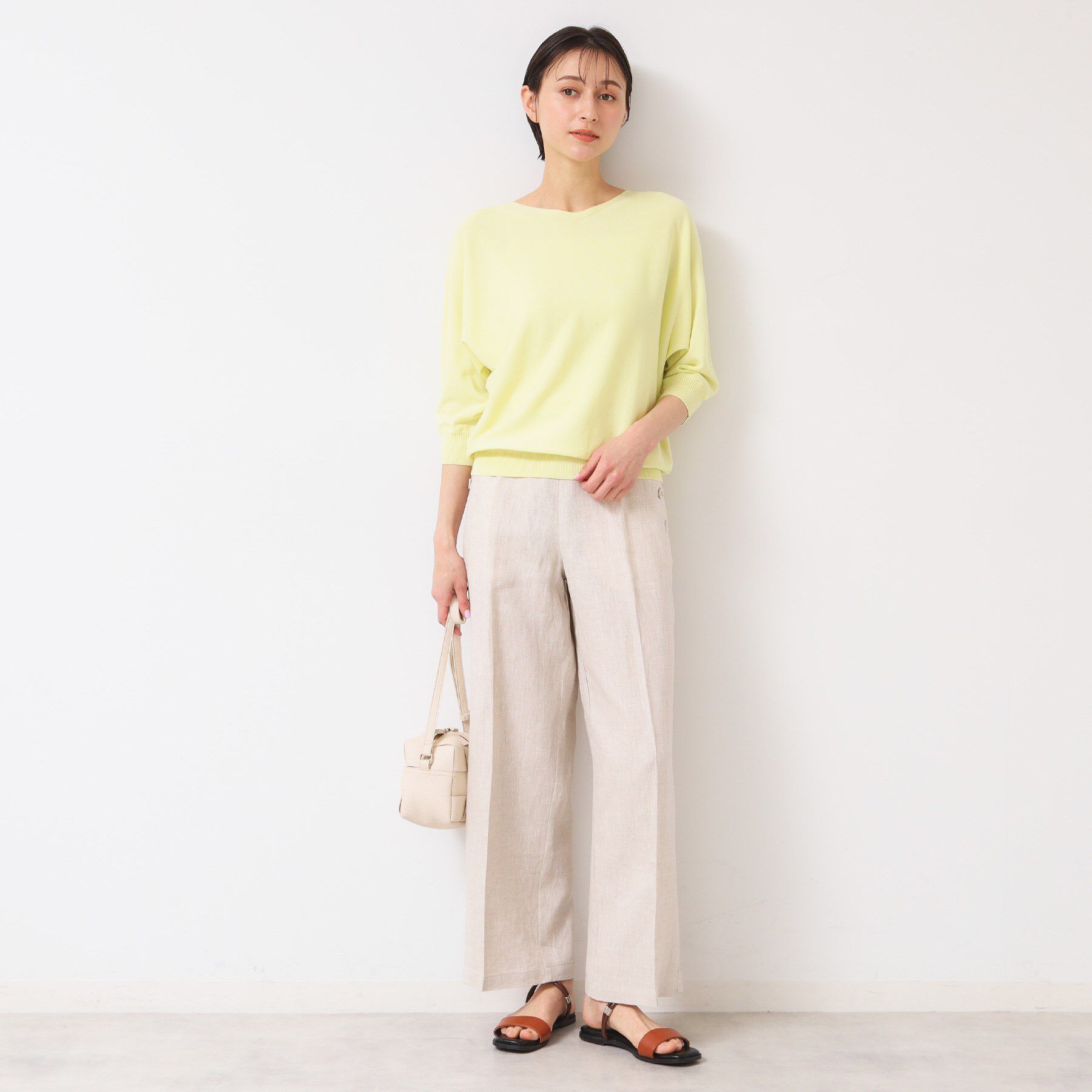 Dessin「【選べる7色展開・洗える】後ろボタンニットプルオーバー七分袖（XS～L）」|ニット・セーター|