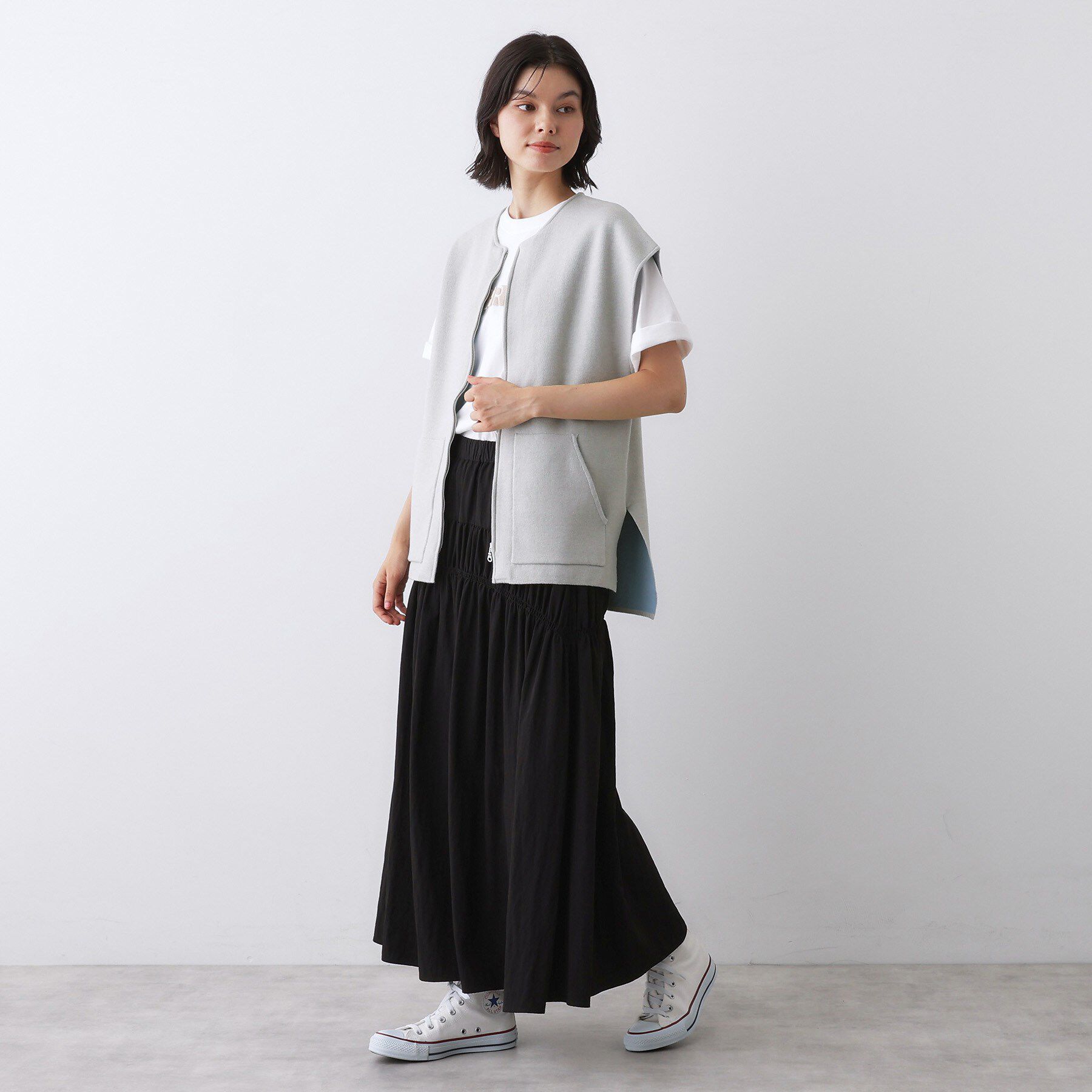 Dessin「【洗える】ダブルフェイスジップベスト」|ベスト・ジレ|