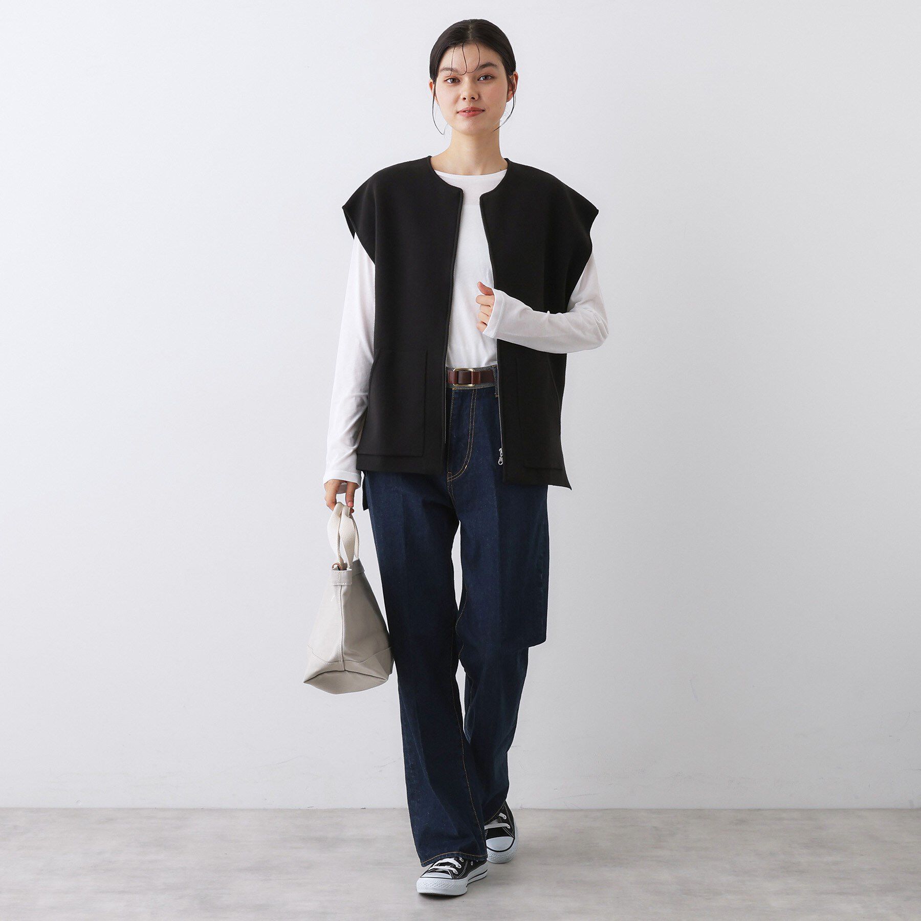 Dessin「【洗える】ダブルフェイスジップベスト」|ベスト・ジレ|