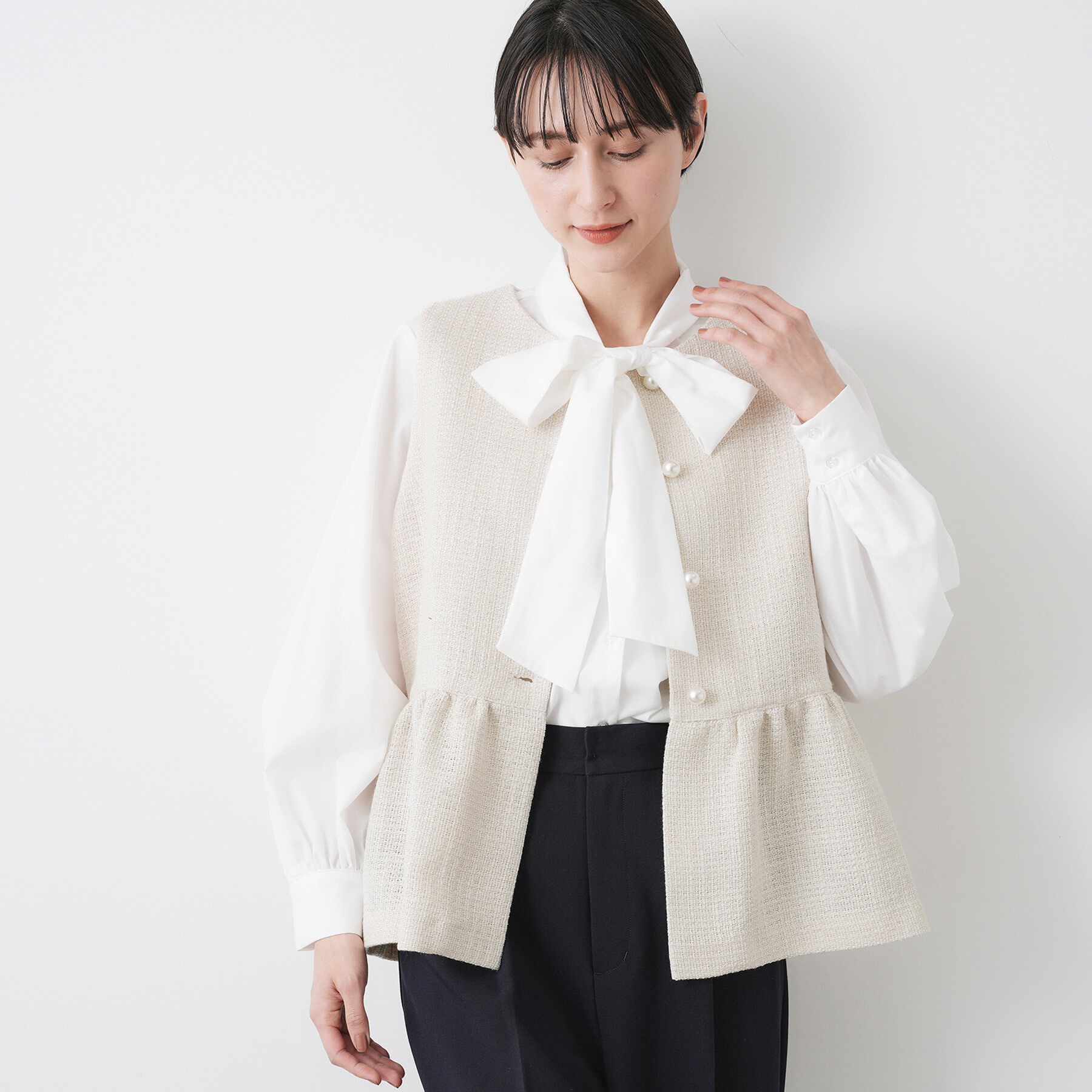 Dessin「【入卒/セレモニー】パール調ボタンベスト」|ベスト・ジレ|