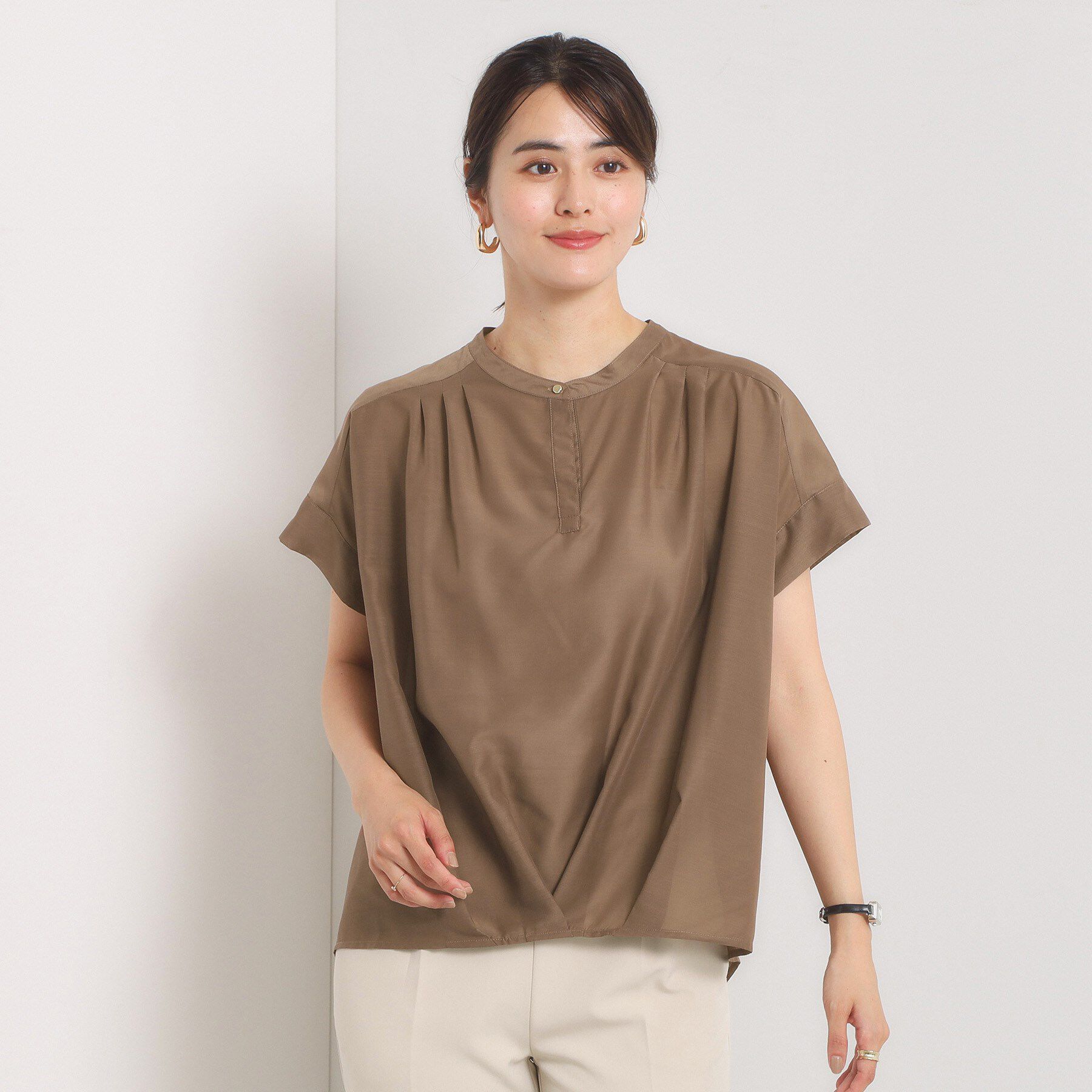 ITS&rsquo;DEMO「【手洗い可】シアー裾タックブラウス」|シャツ・ブラウス|