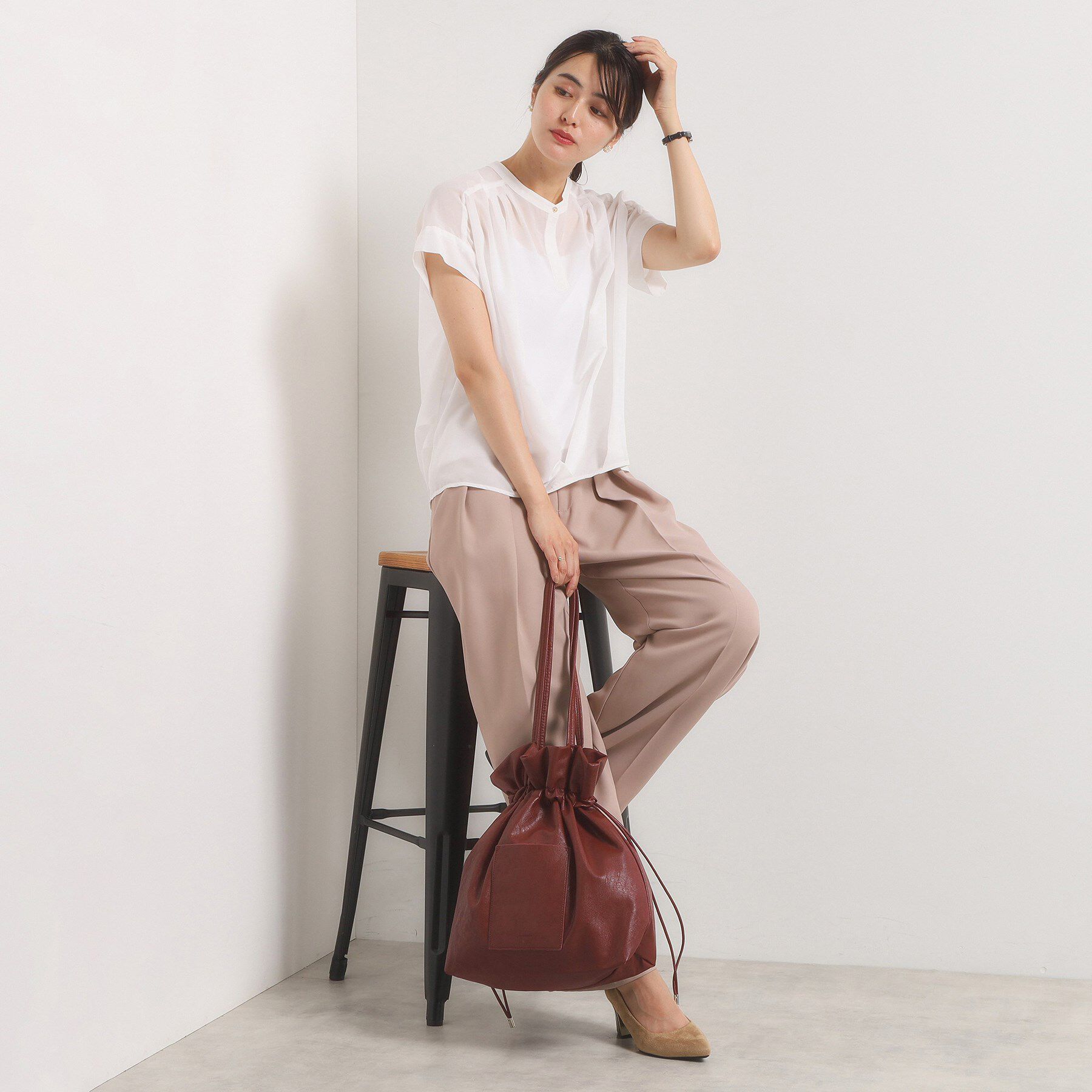 ITS&rsquo;DEMO「【手洗い可】シアー裾タックブラウス」|シャツ・ブラウス|