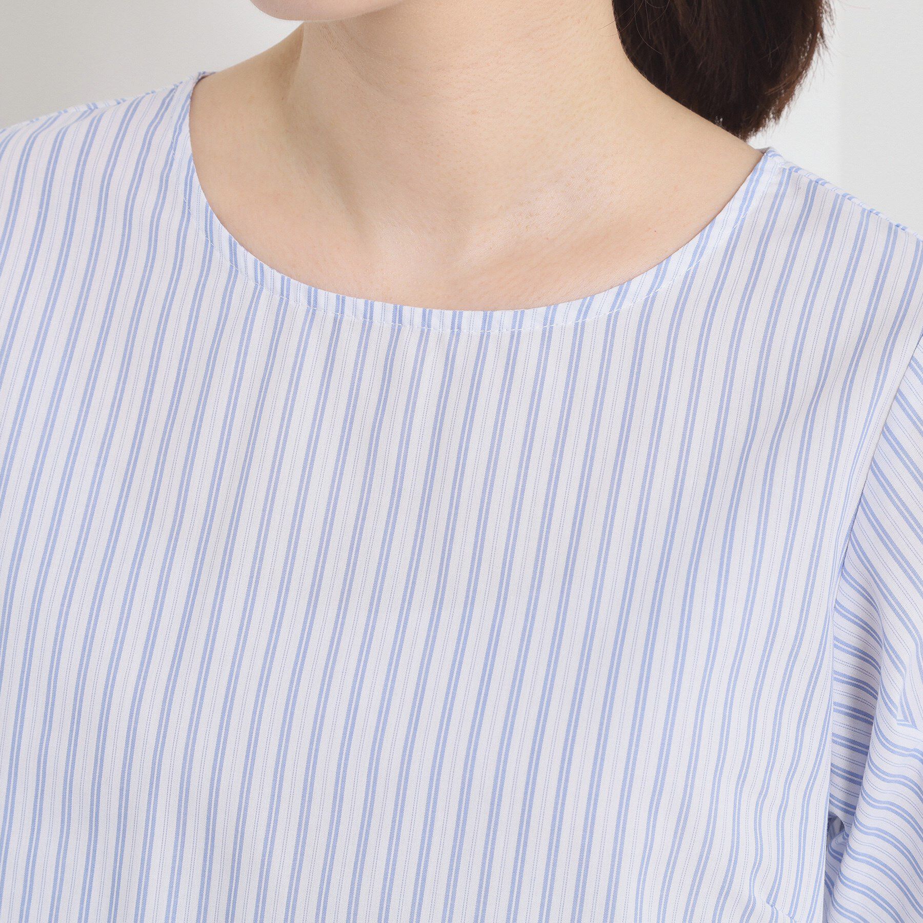 ITS&rsquo;DEMO「【手洗い可】袖ツイストストライプブラウス」|シャツ・ブラウス|