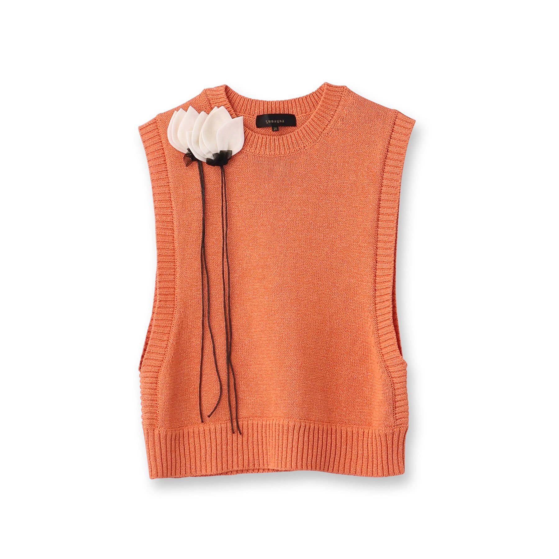 SunaUna「【オリエンタルモチーフ／コサージュ付き】レイヤードニット」|ベスト・ジレ|