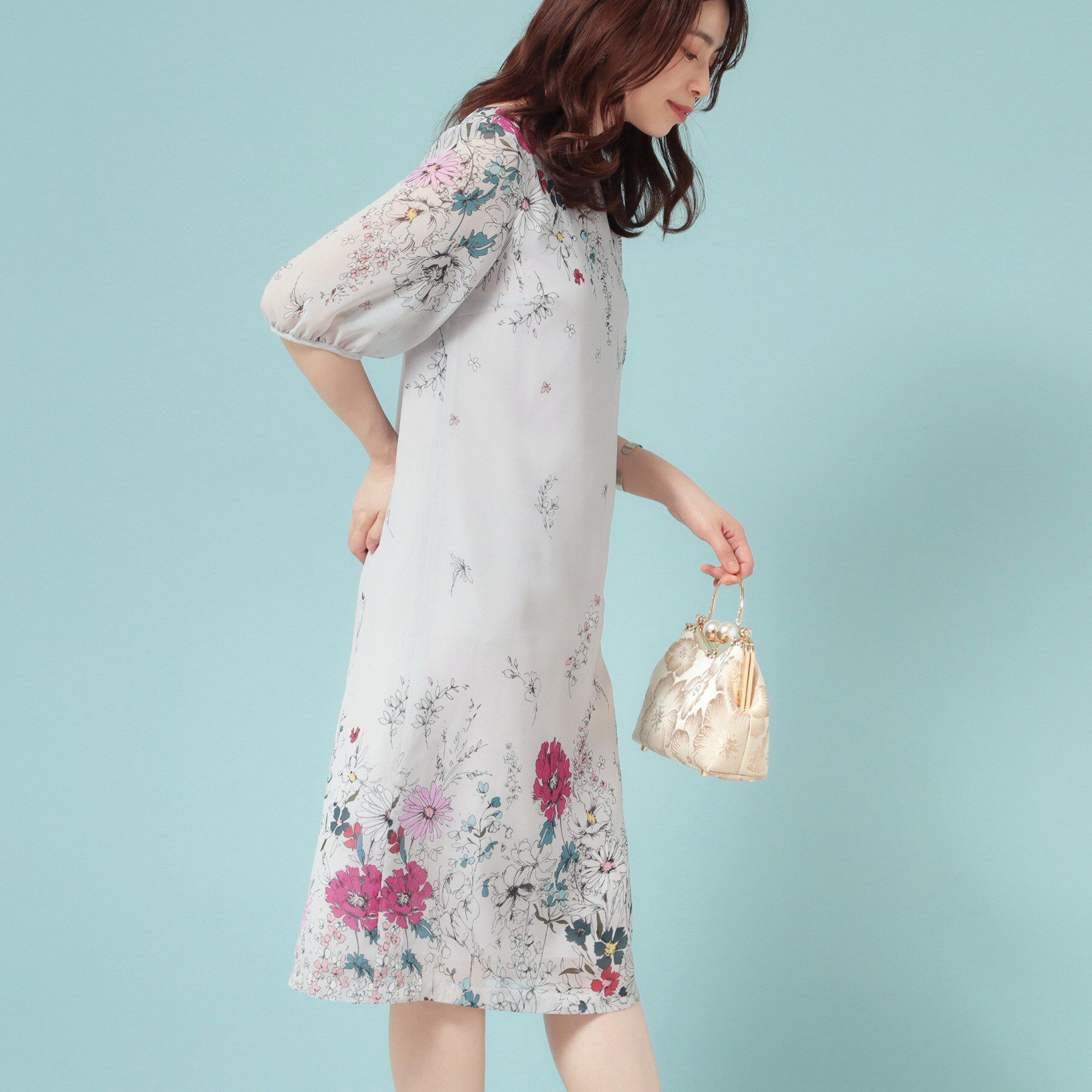 SunaUna「【コスモス／SS～Lサイズ展開】フラワーパネル柄ワンピース」|ワンピース|