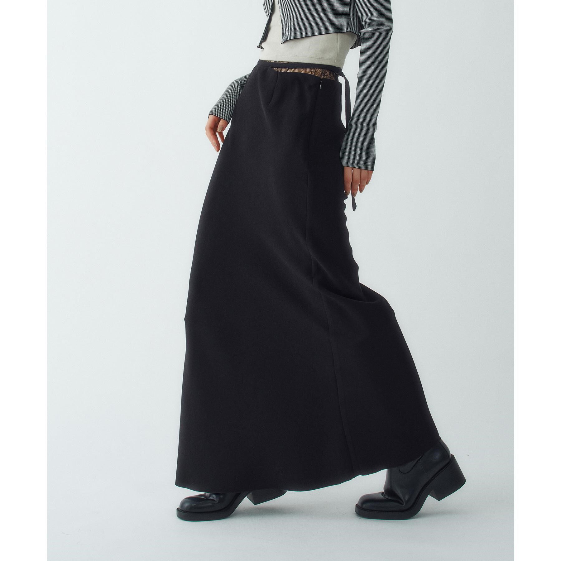 CODE A「【Re】easy－fit long skirt」|スカート|ブラック(019)