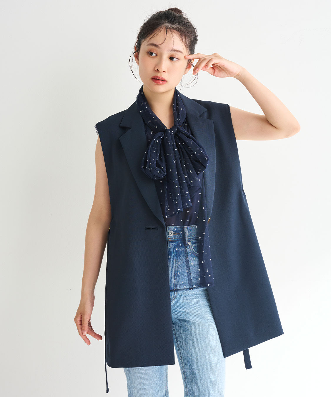 COCO DEAL「デザインボタンサイドリボンジレ」|ベスト・ジレ|