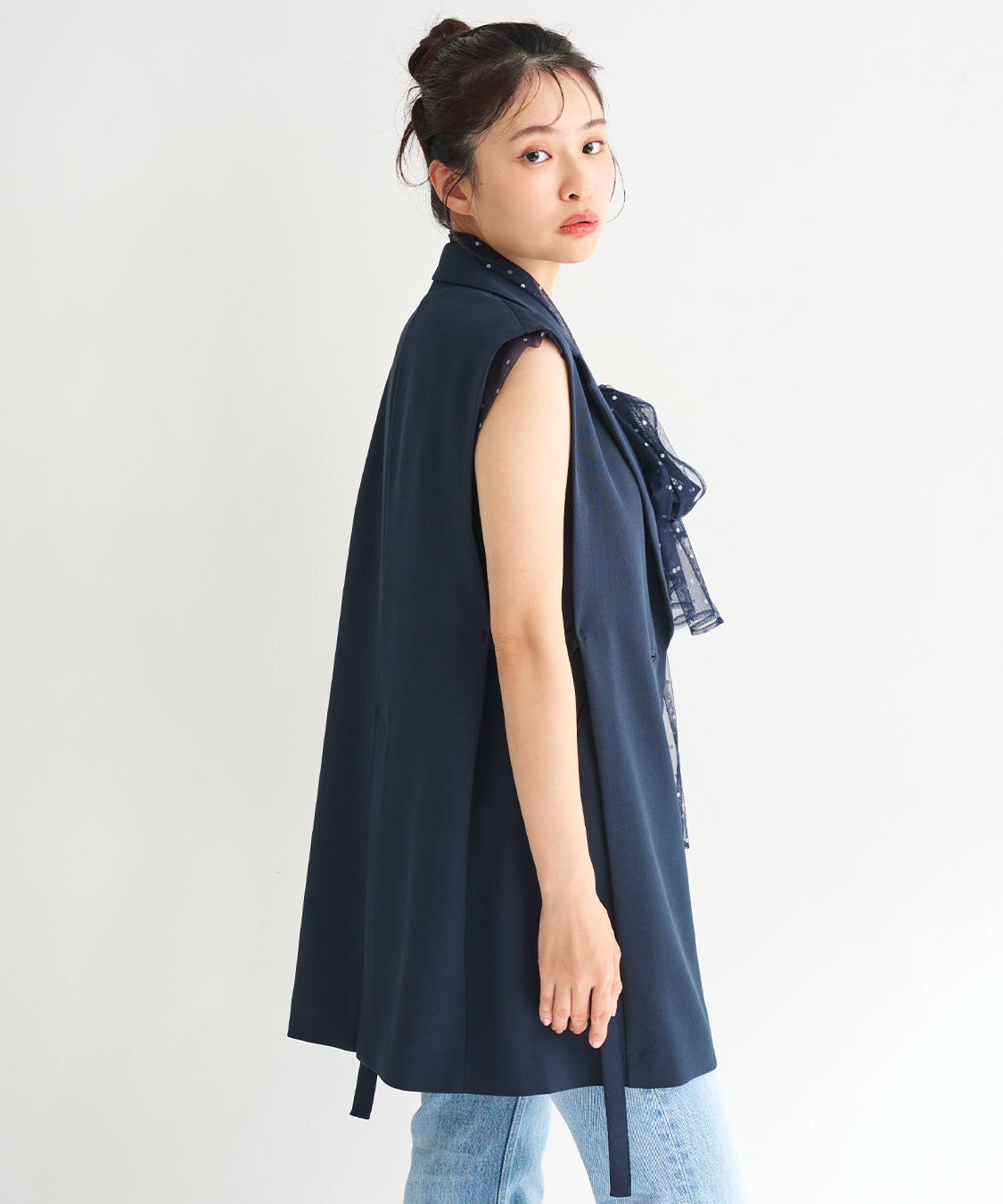 COCO DEAL「デザインボタンサイドリボンジレ」|ベスト・ジレ|