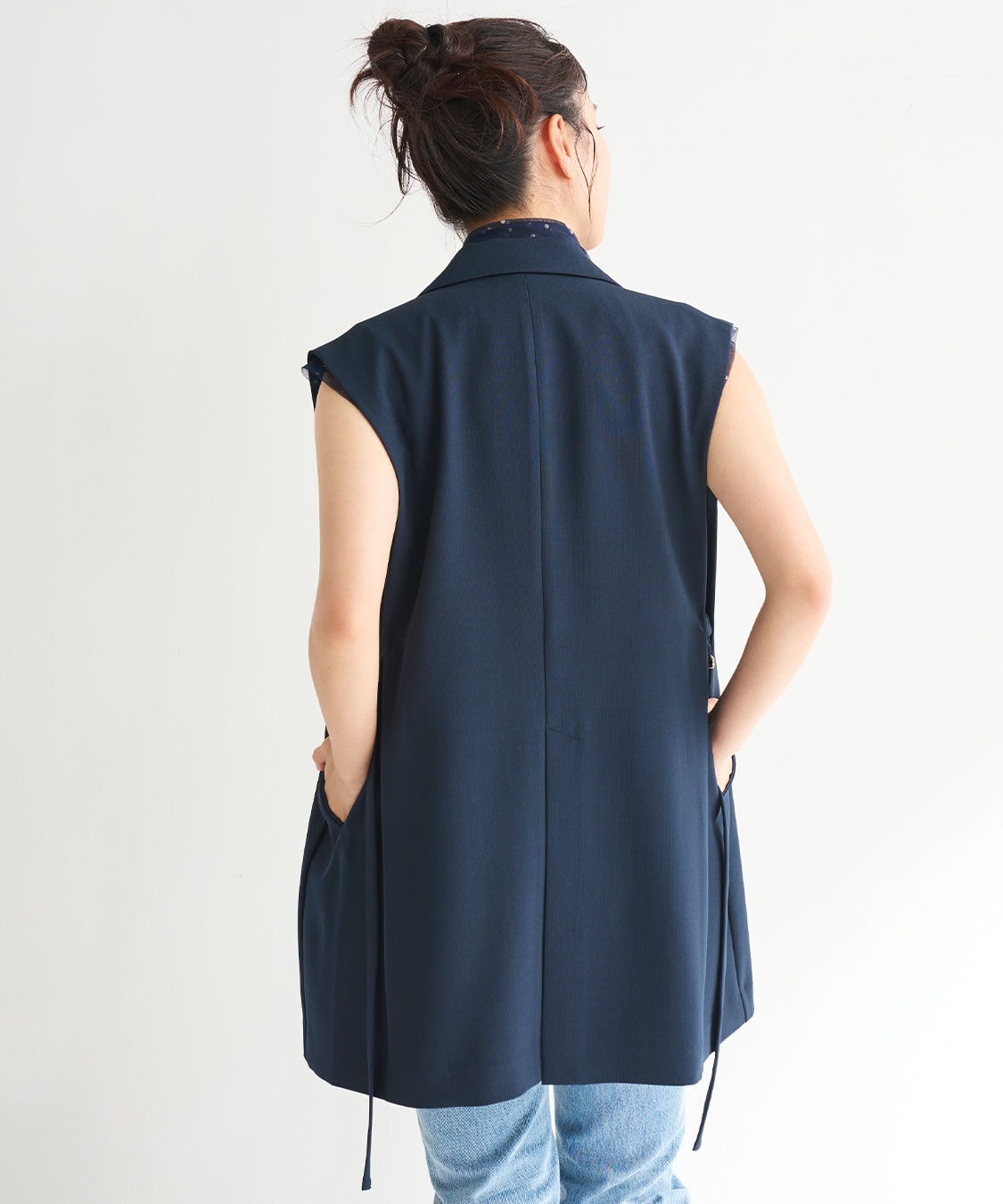 COCO DEAL「デザインボタンサイドリボンジレ」|ベスト・ジレ|