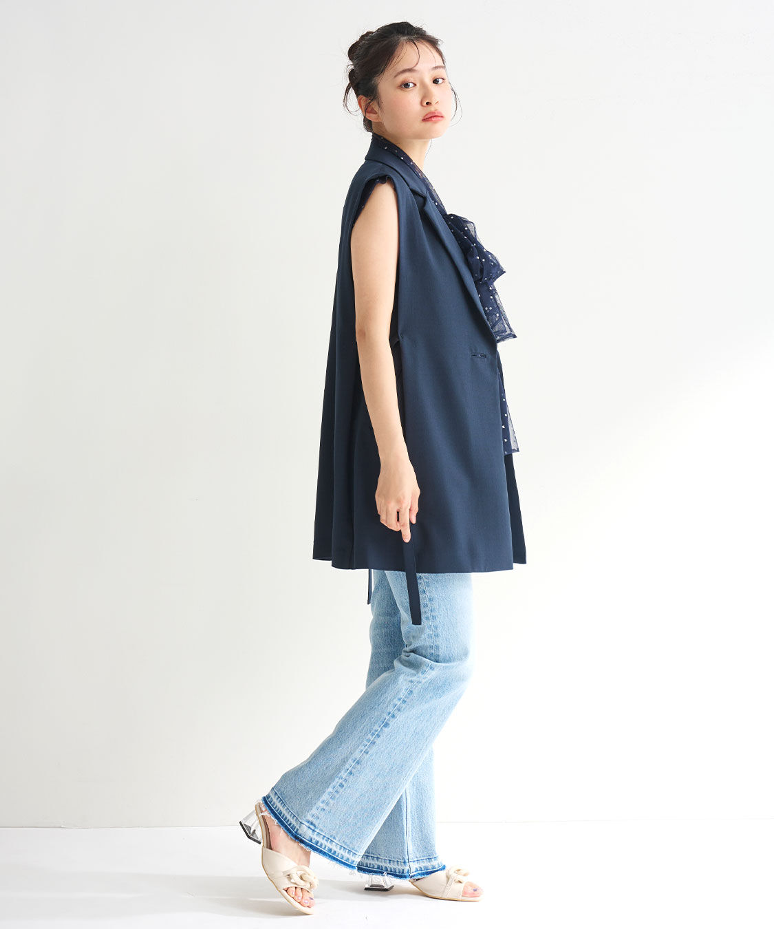 COCO DEAL「デザインボタンサイドリボンジレ」|ベスト・ジレ|