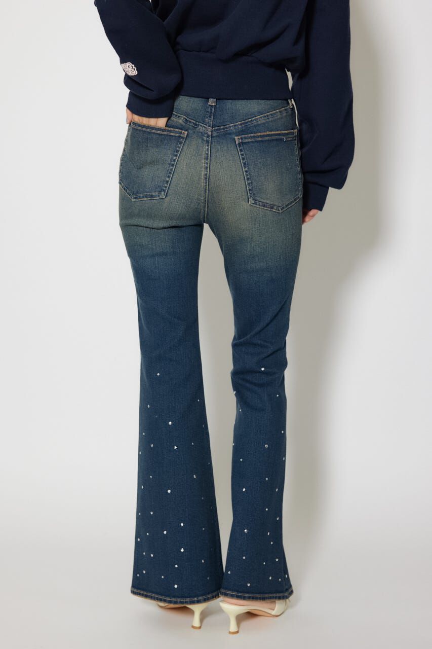 rienda「ビジュージャストウエストフレアデニムパンツ」|デニム|