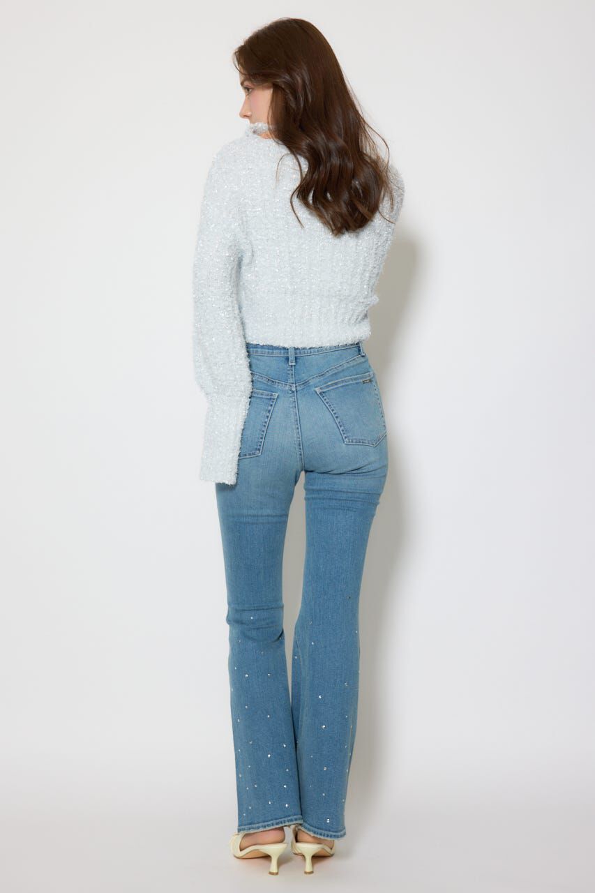 rienda「ビジュージャストウエストフレアデニムパンツ」|デニム|