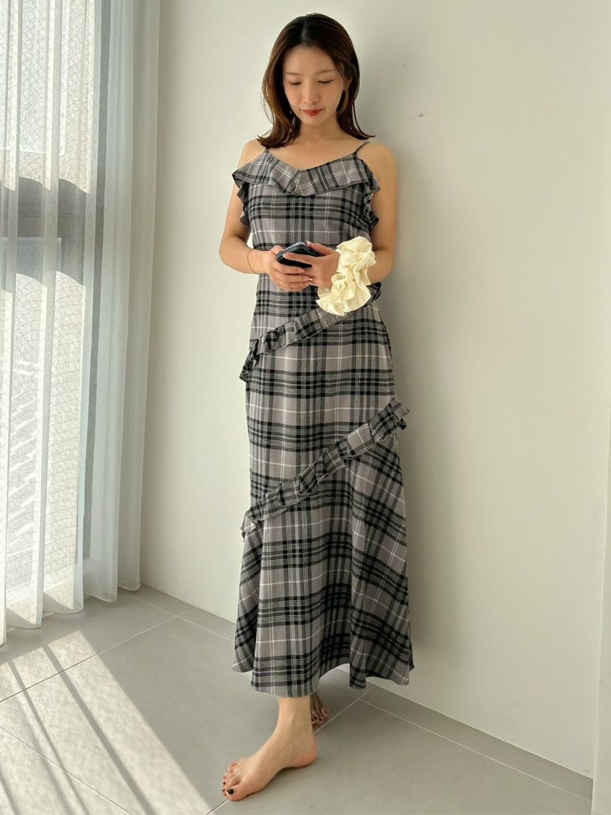 SNIDEL HOME「チェックフリルワンピース」|ルームウェア|