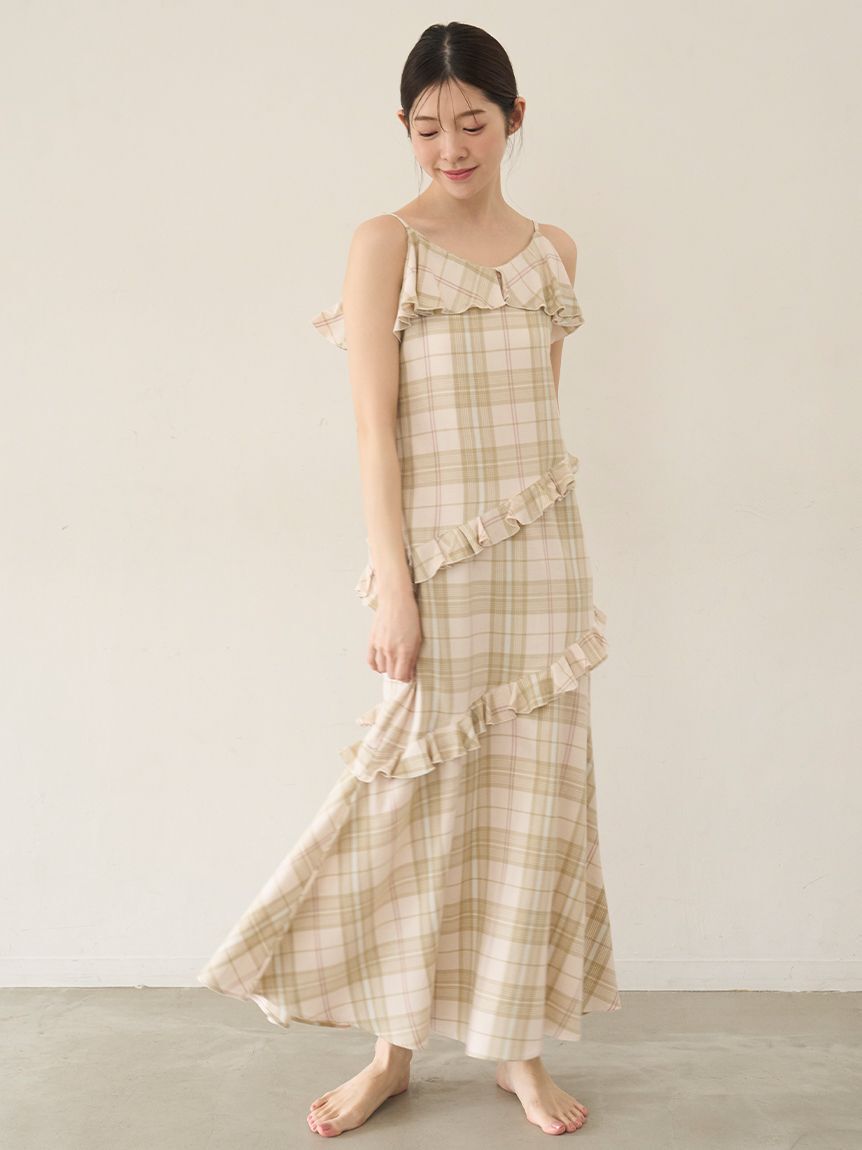 SNIDEL HOME「チェックフリルワンピース」|ルームウェア|